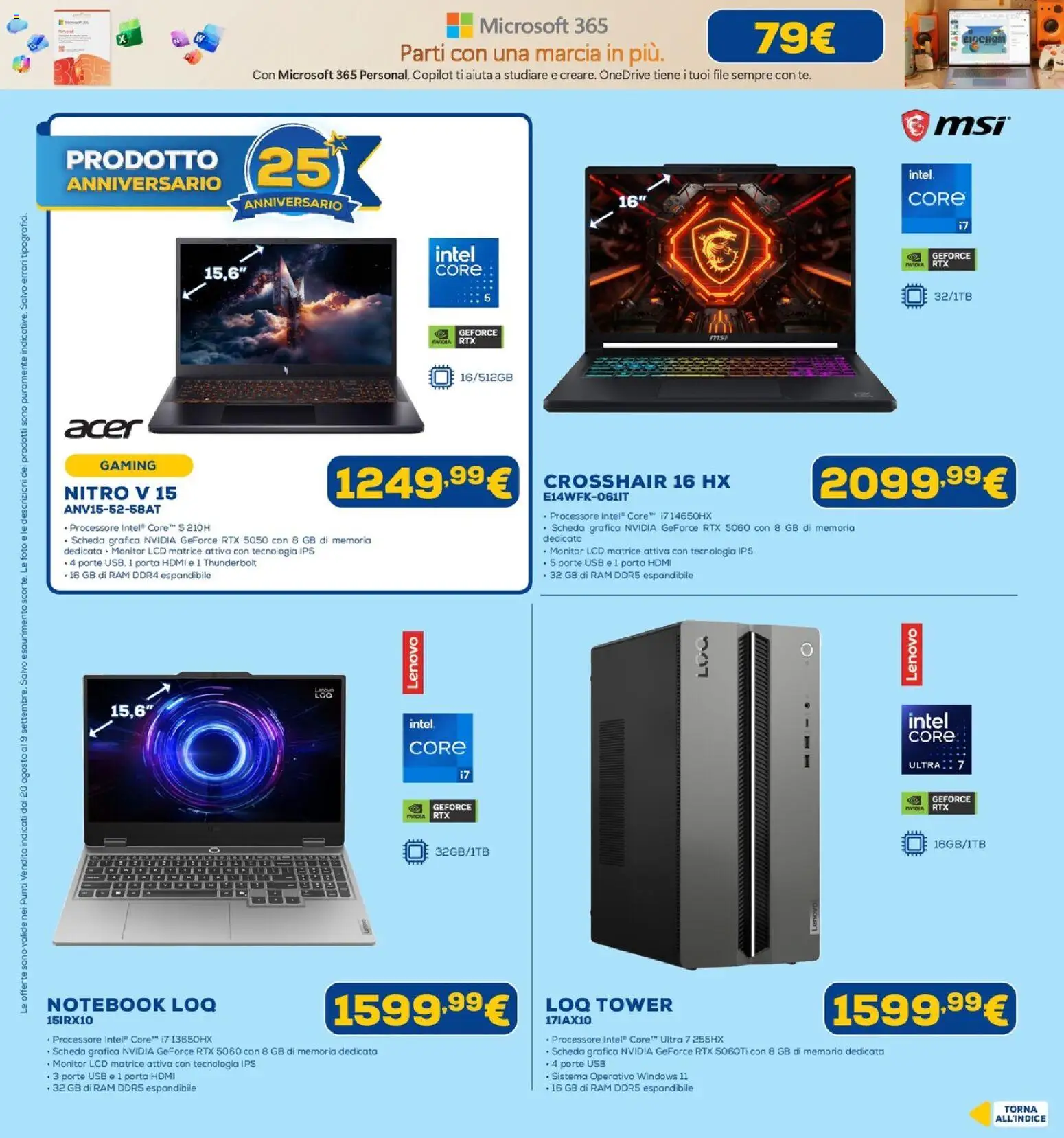 Volantino Euronics del 20/08/2026 | Pagina: 6 | Prodotti: Monitor, Notebook, Porta, USB