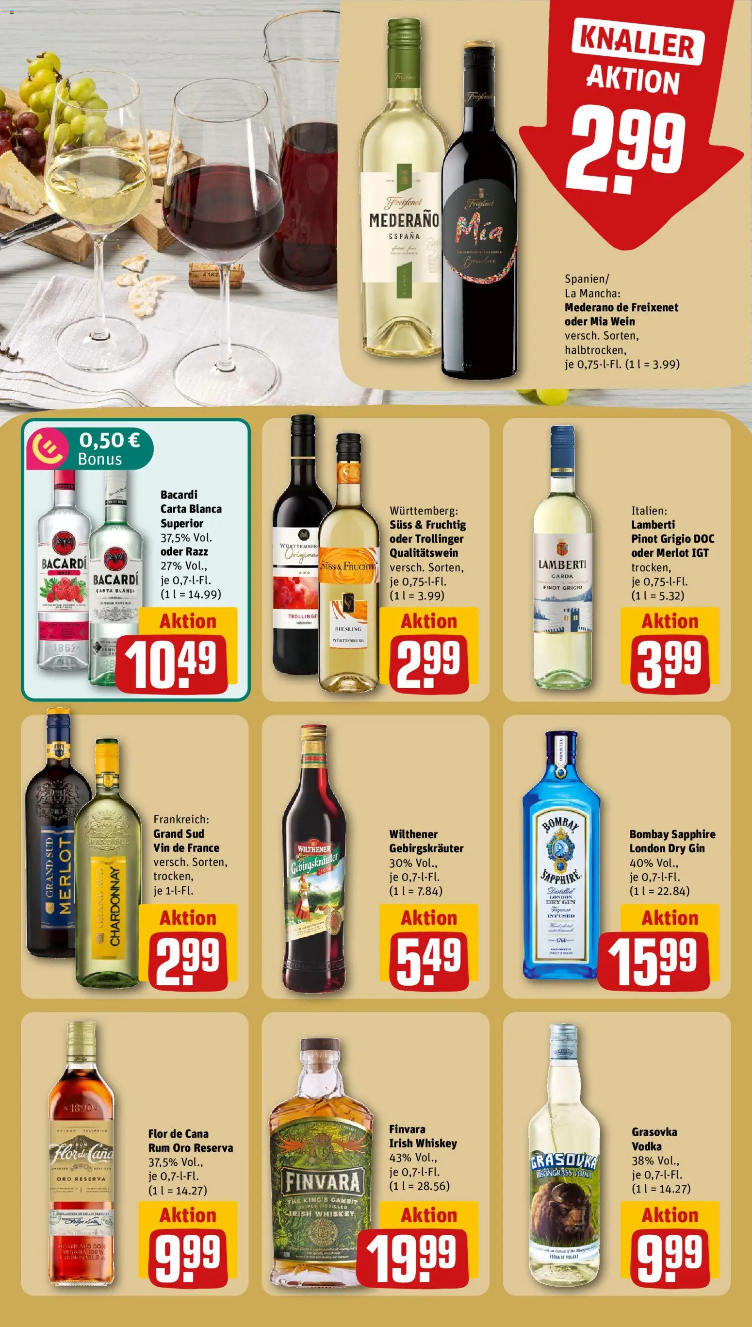 Rewe Prospekt – gültig ab 21.09.2026 | Seite: 19 | Produkte: Bacardi, Wilthener, Rum, Grand sud