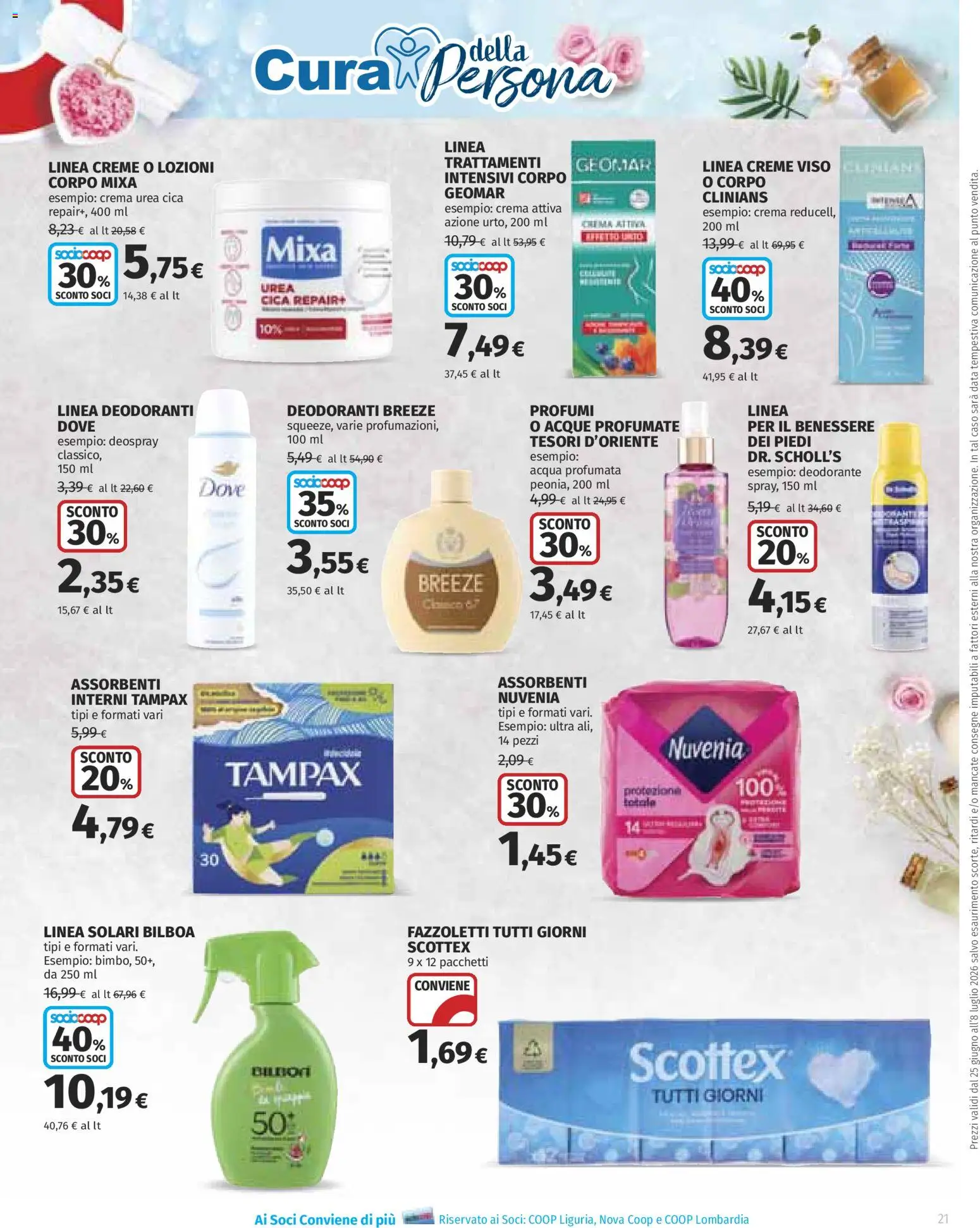 Volantino COOP del 25/06/2026 | Pagina: 21 | Prodotti: Crema, Fazzoletti, Acqua, Data