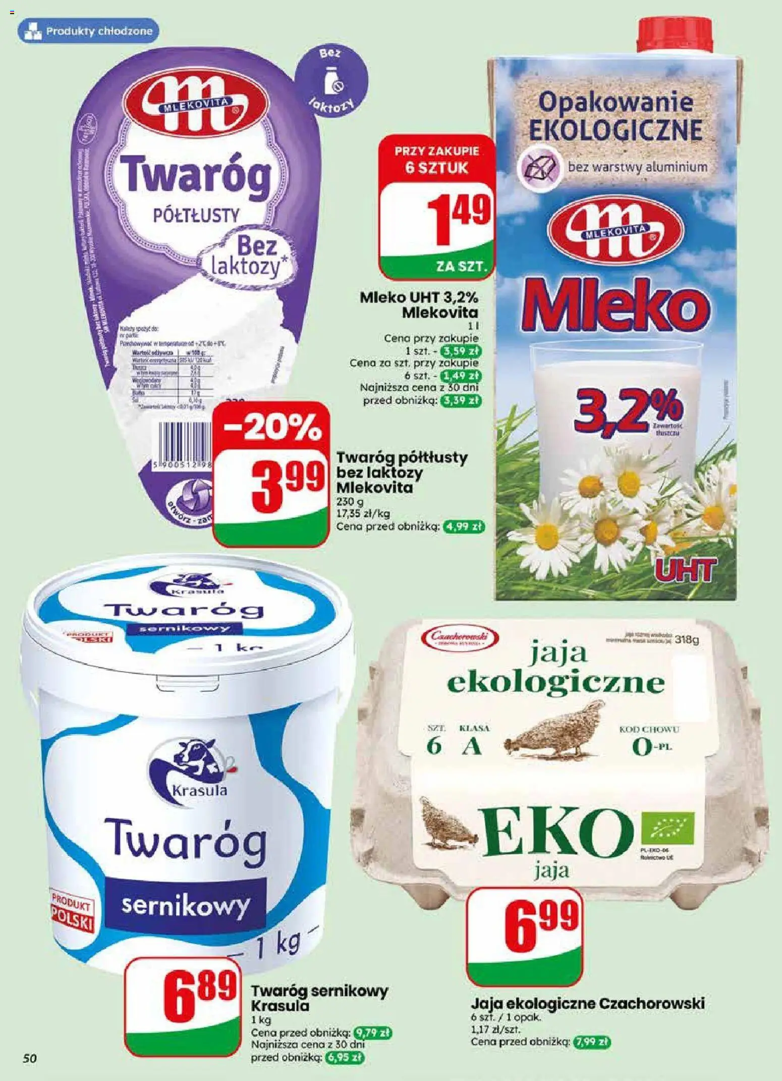 Dino gazetka od 17.06.2026 | Strona: 50 | Produkty: Bez laktozy, Mleko, Twaróg, Jaja