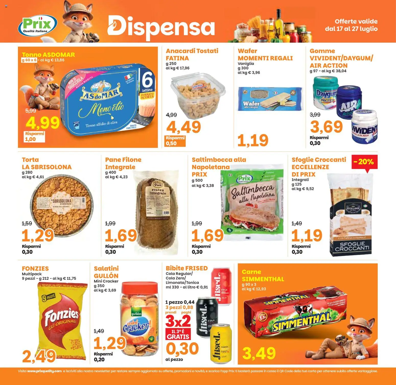 Volantino Prix del 17/07/2026 | Pagina: 17 | Prodotti: Salatini, Pane, Pinne, Tonno