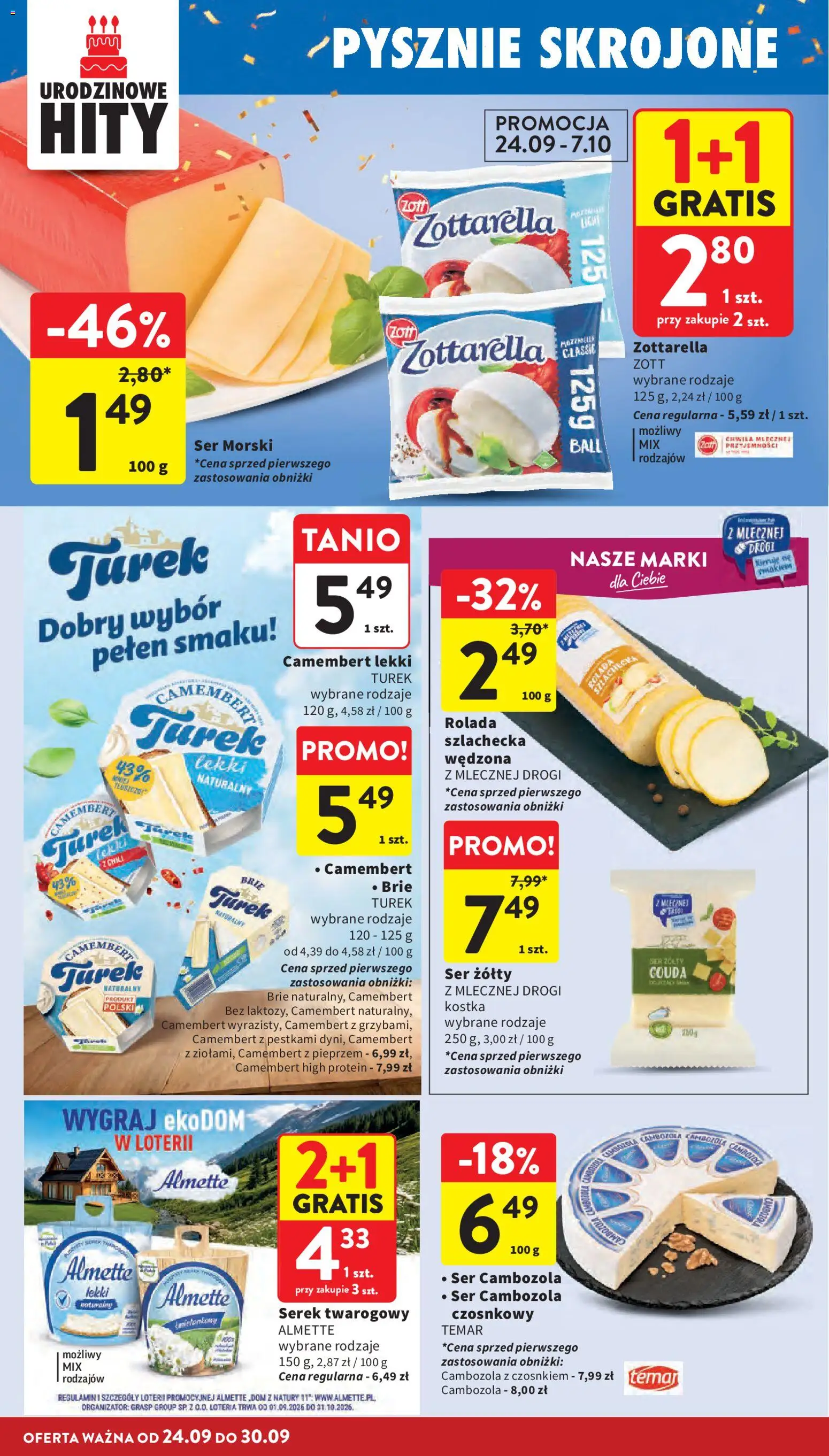 Intermarche gazetka od 24.09.2026 | Strona: 24 | Produkty: High Protein, Serek, Rolada, Camembert