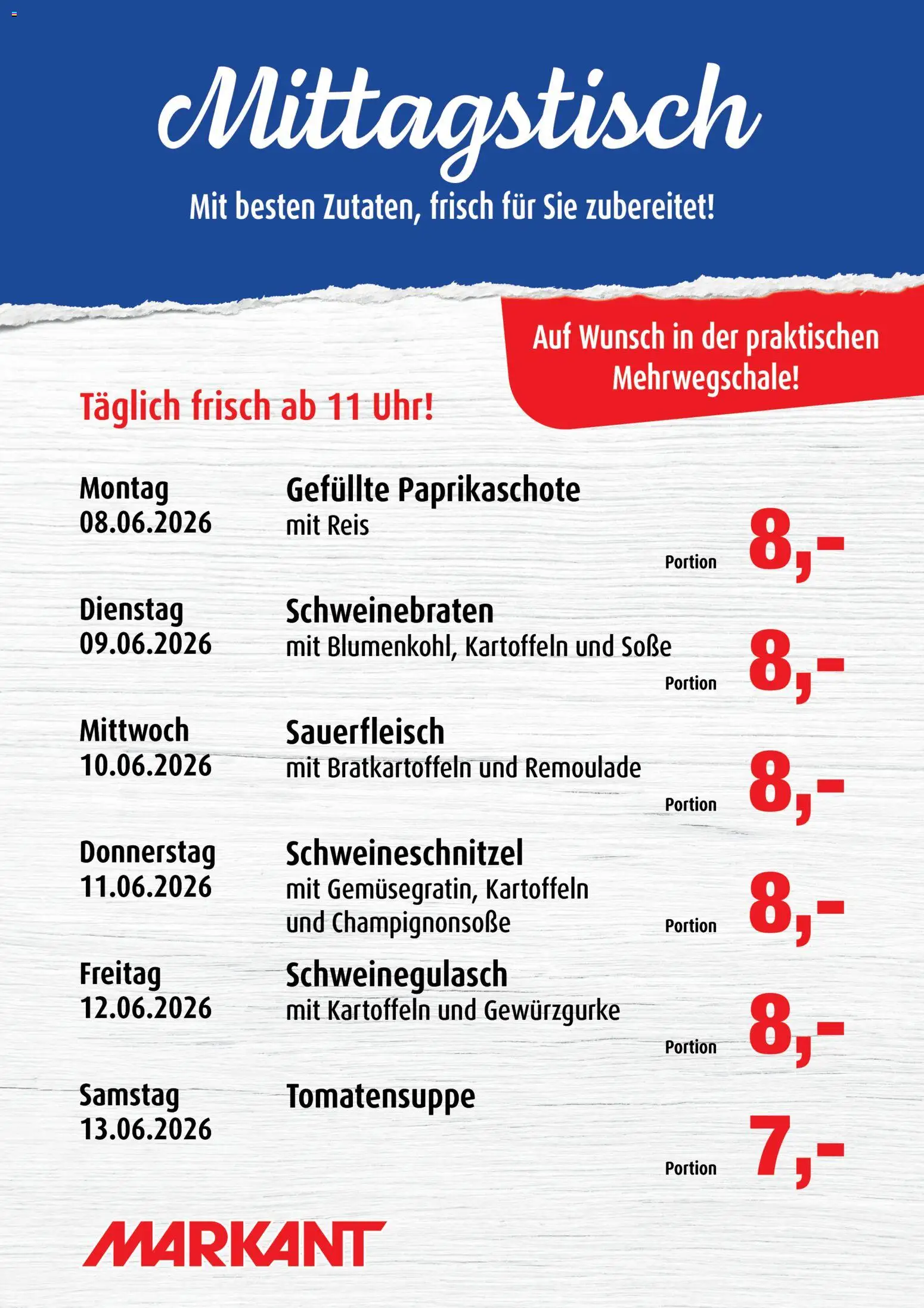 Markant Mittagstisch – gültig ab 08.06.2026 | Seite: 1