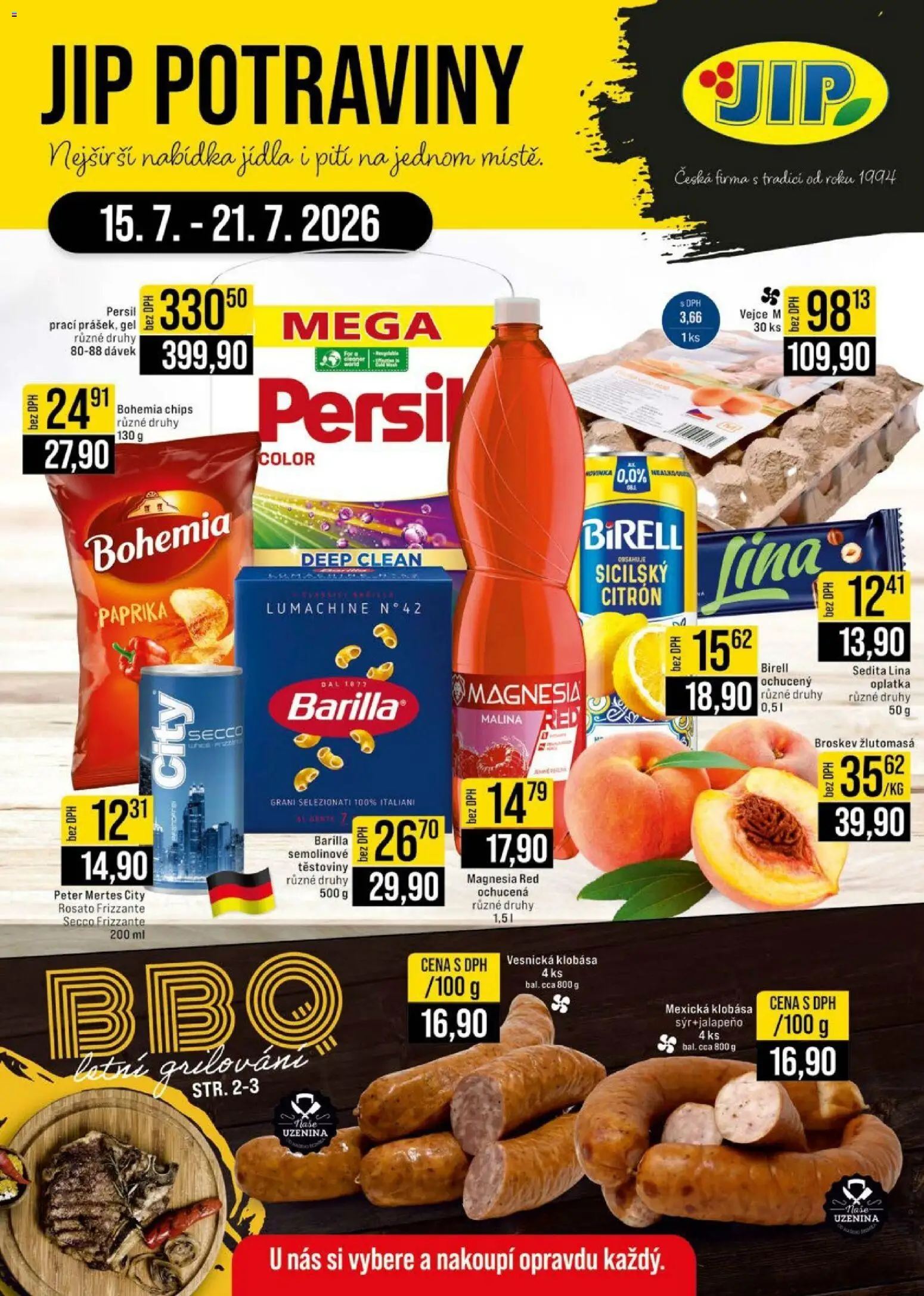 Jip leták - Cash & Carry od 15.07.2026 | Strana: 1 | Produkty: Frizzante, Lina, Persil, Magnesia Red