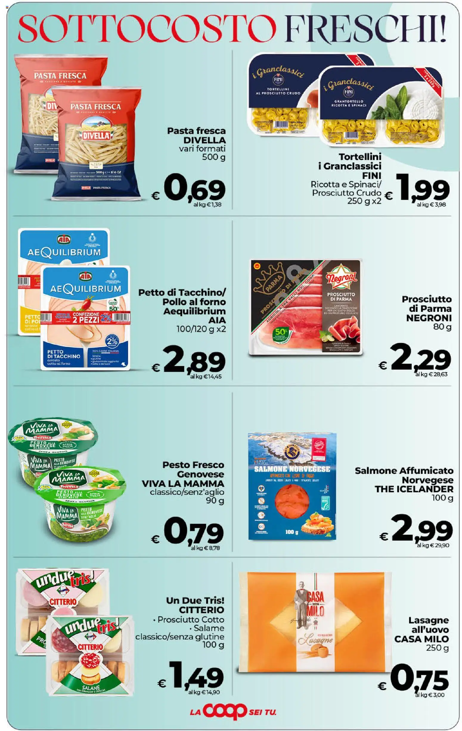 Volantino Ipercoop del 31/07/2026 | Pagina: 4 | Prodotti: Salmone, Spinaci, Pesto, Forno