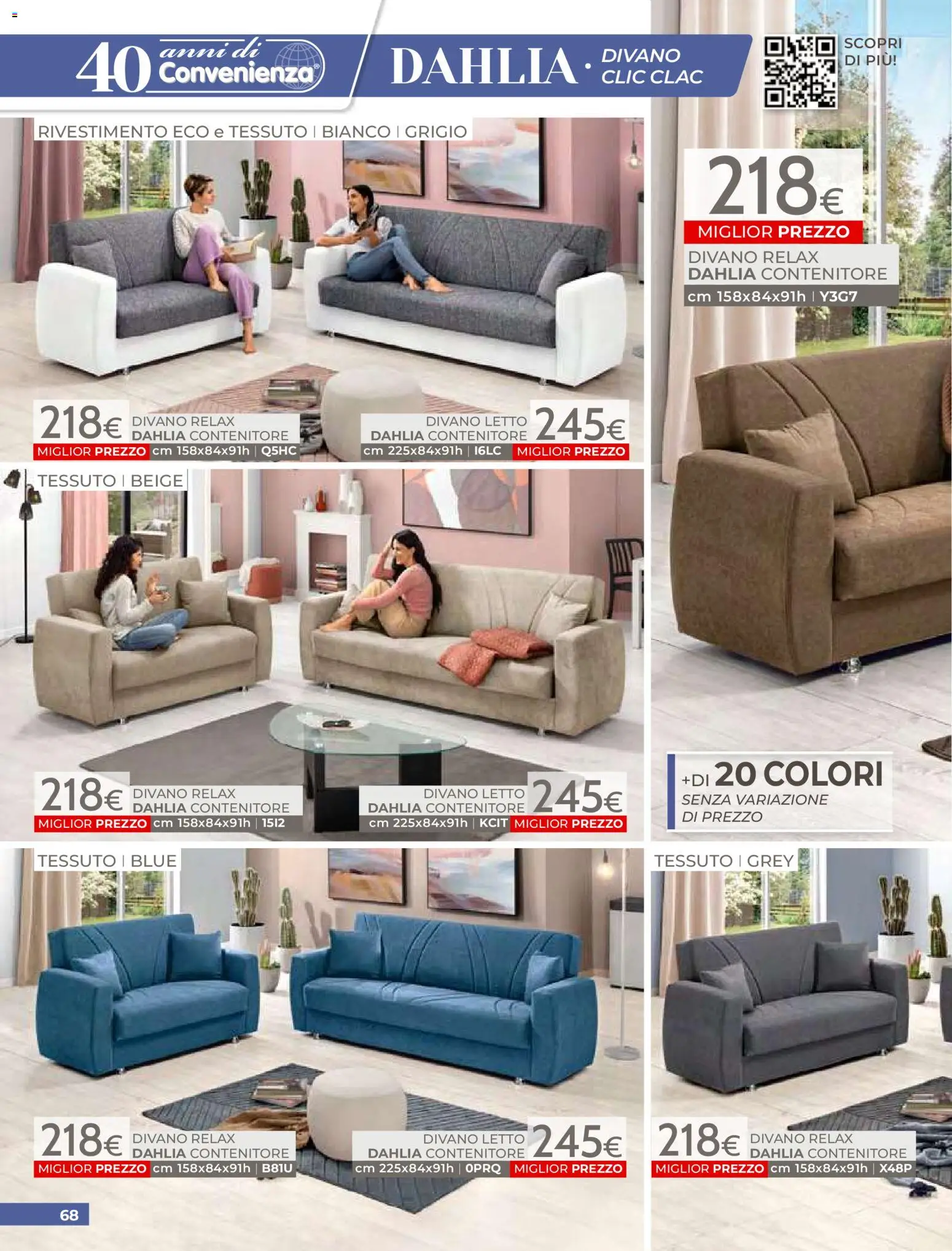 Volantino Mondo Convenienza del 01.04.2026 | Pagina: 70 | Prodotti: Divano letto, Contenitore, Letto, Divano