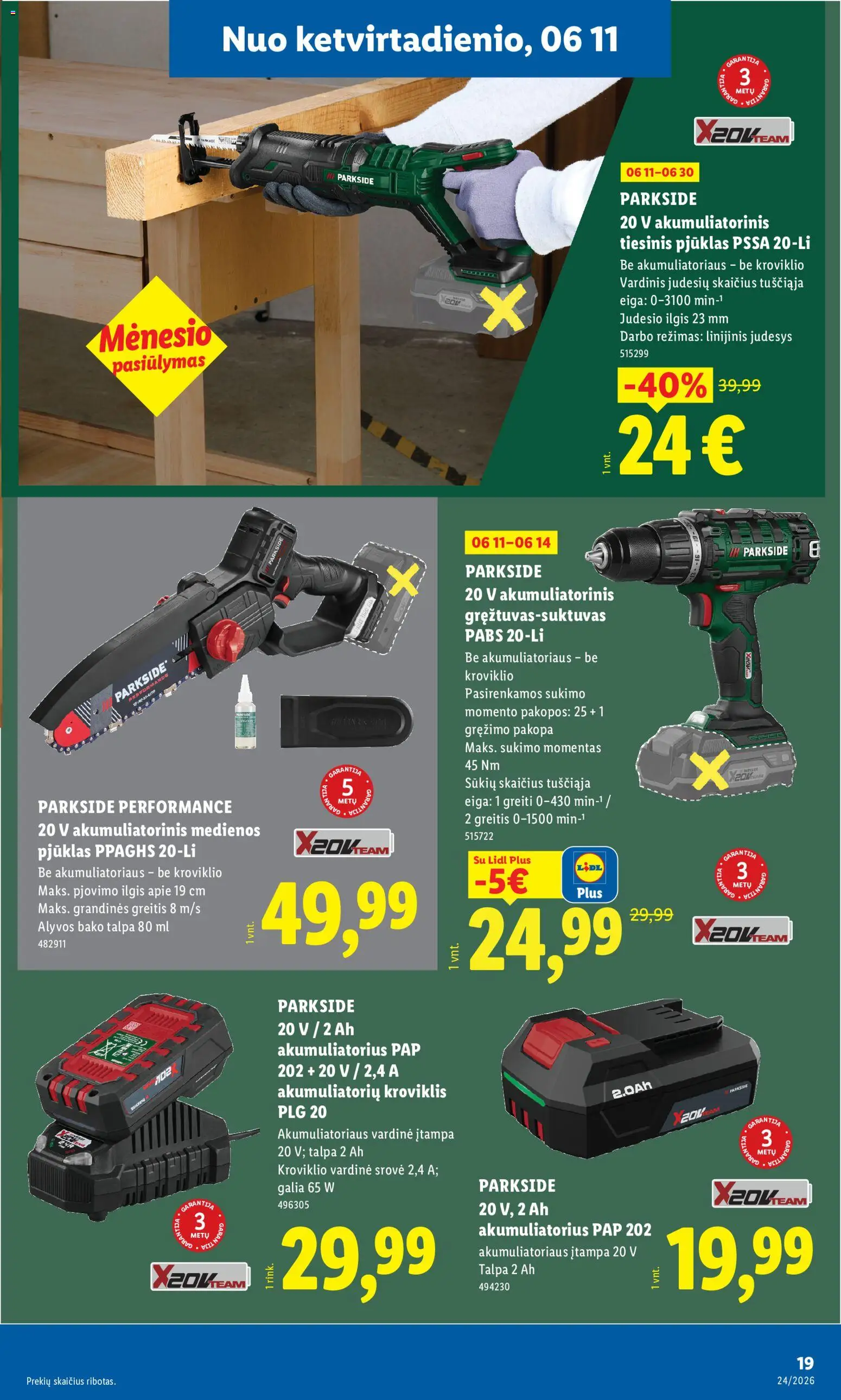 LIDL akcijos nuo 08.06.2026 | Puslapis: 19 | Prekių: Akumuliatorius