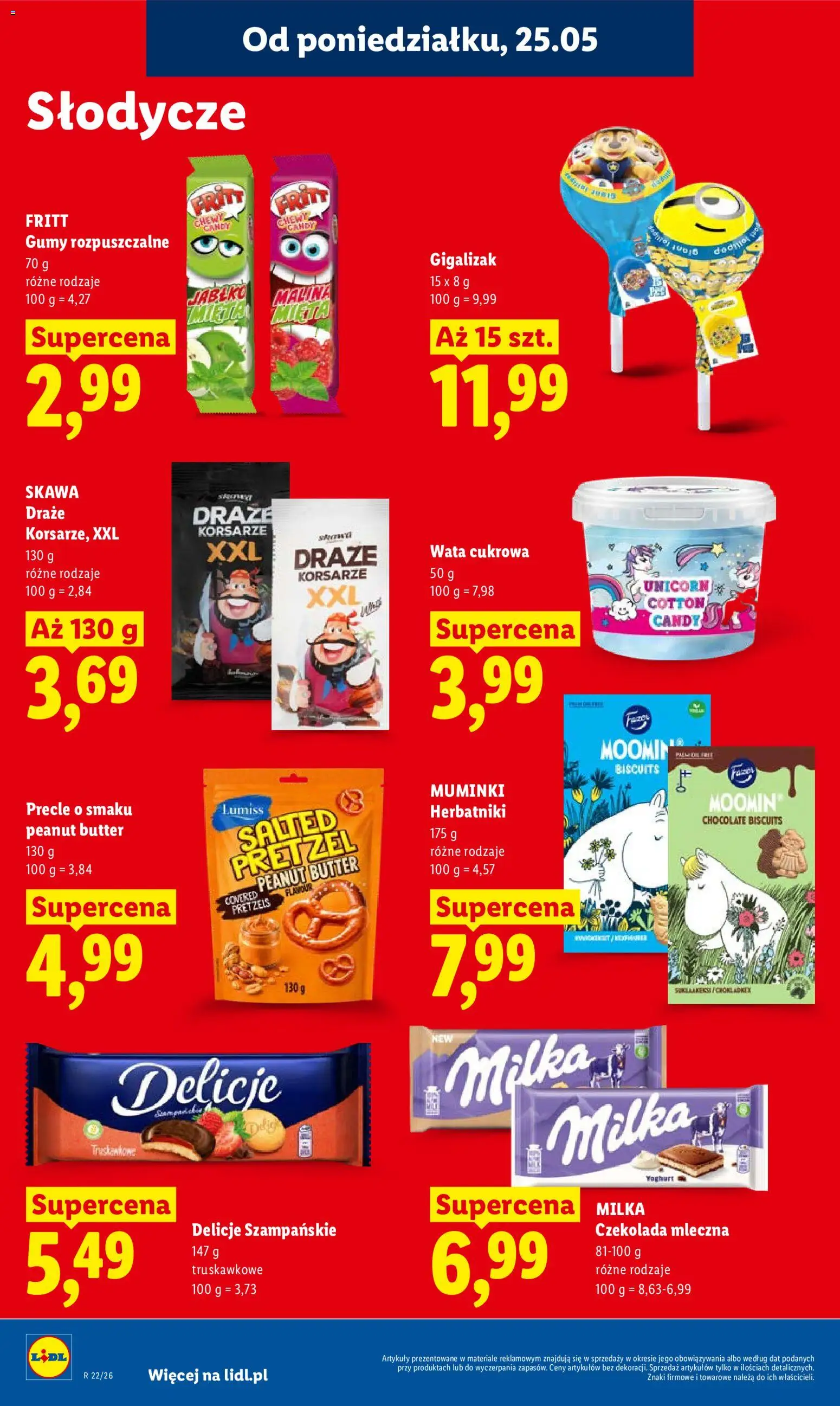 Lidl gazetka od 25.05.2026 | Strona: 62 | Produkty: Czekolada mleczna, Gumy, Milka, Herbatniki