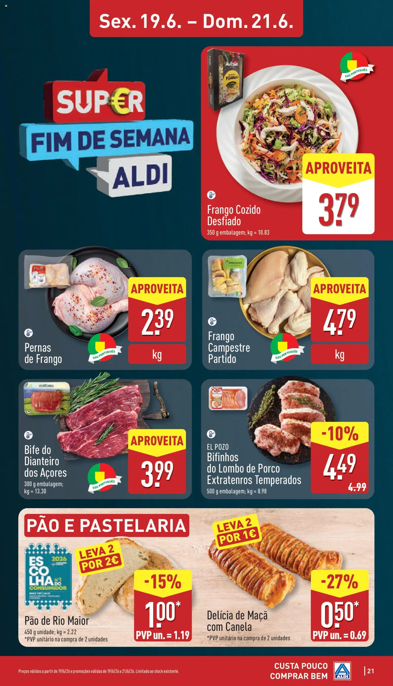Aldi folheto │ válido de 15.06.2026 | Página: 21 | Produtos: Frango, Canela, Lombo, Pão
