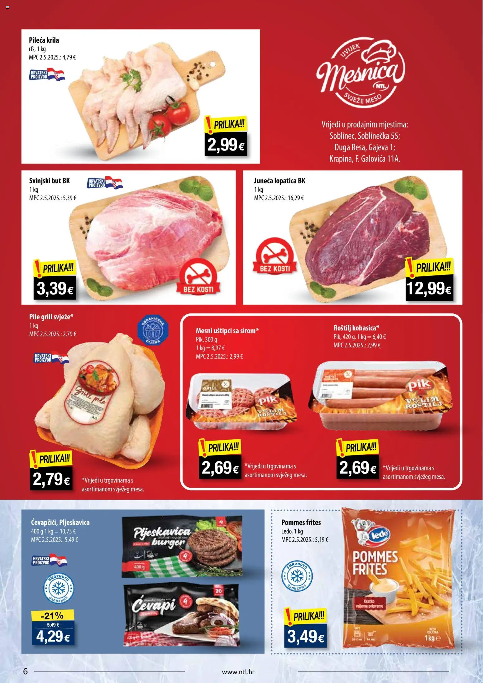 NTL katalog | vrijedi od 20.05.2026 | Stranica: 6 | Proizvodi: Pileća krila, Svinjski but, Ledo, Lopatica