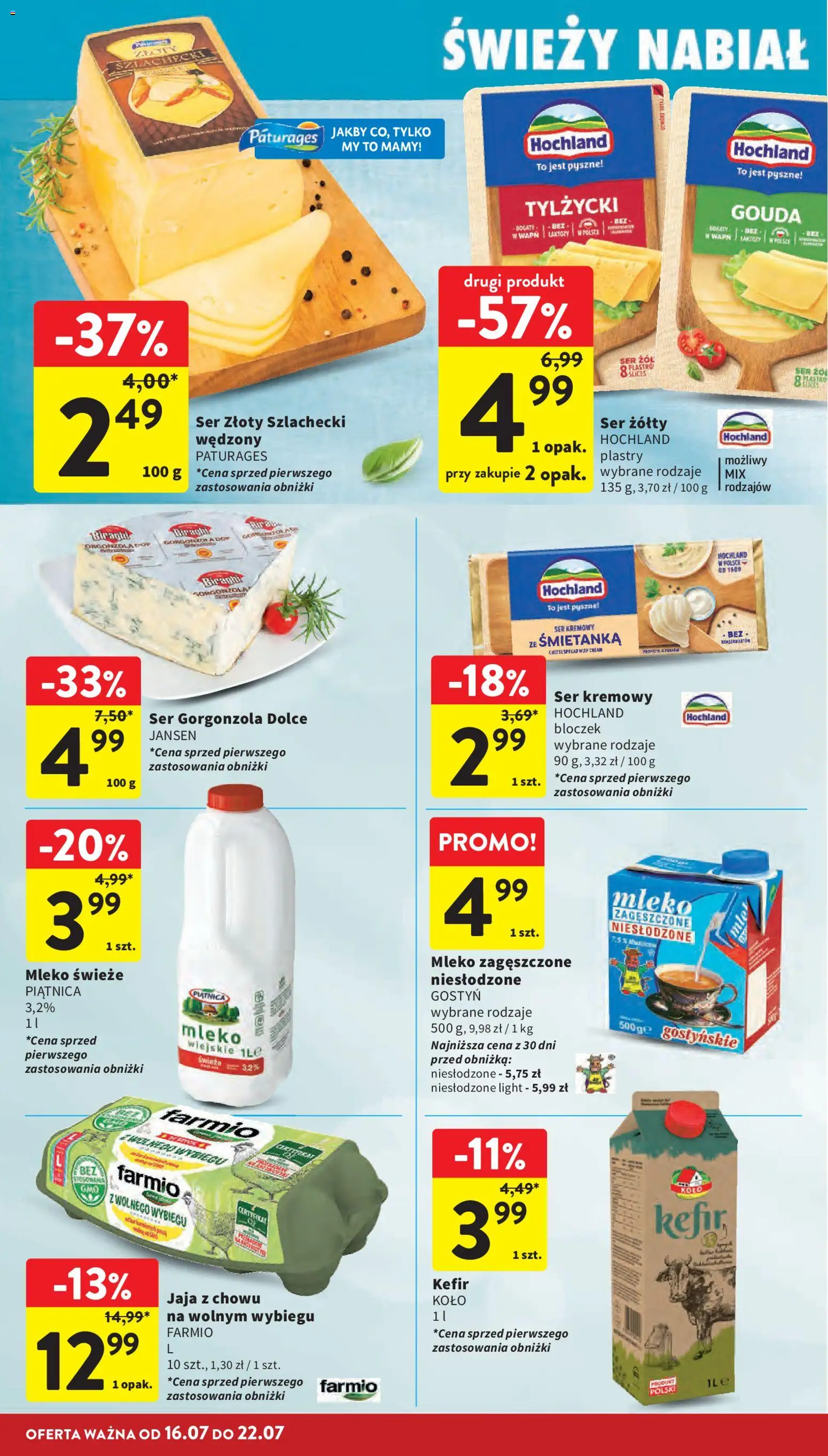 Intermarche gazetka od 16.07.2026 | Strona: 28 | Produkty: Ser żółty, Bez laktozy, Kefir, Ser