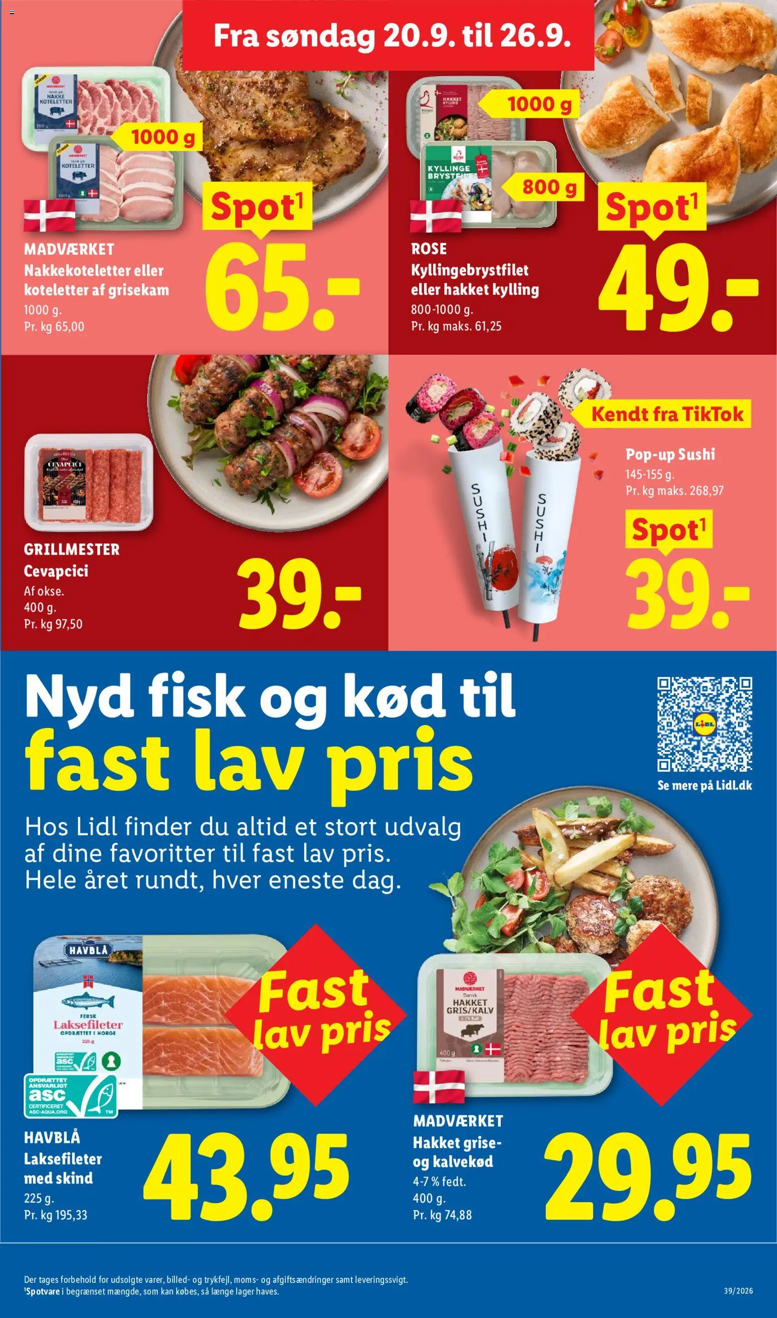Lidl tilbudsavis – gyldig fra 20/09/2026 | Side: 7 | Produkter: Fisk, Koteletter, Sushi, Søm