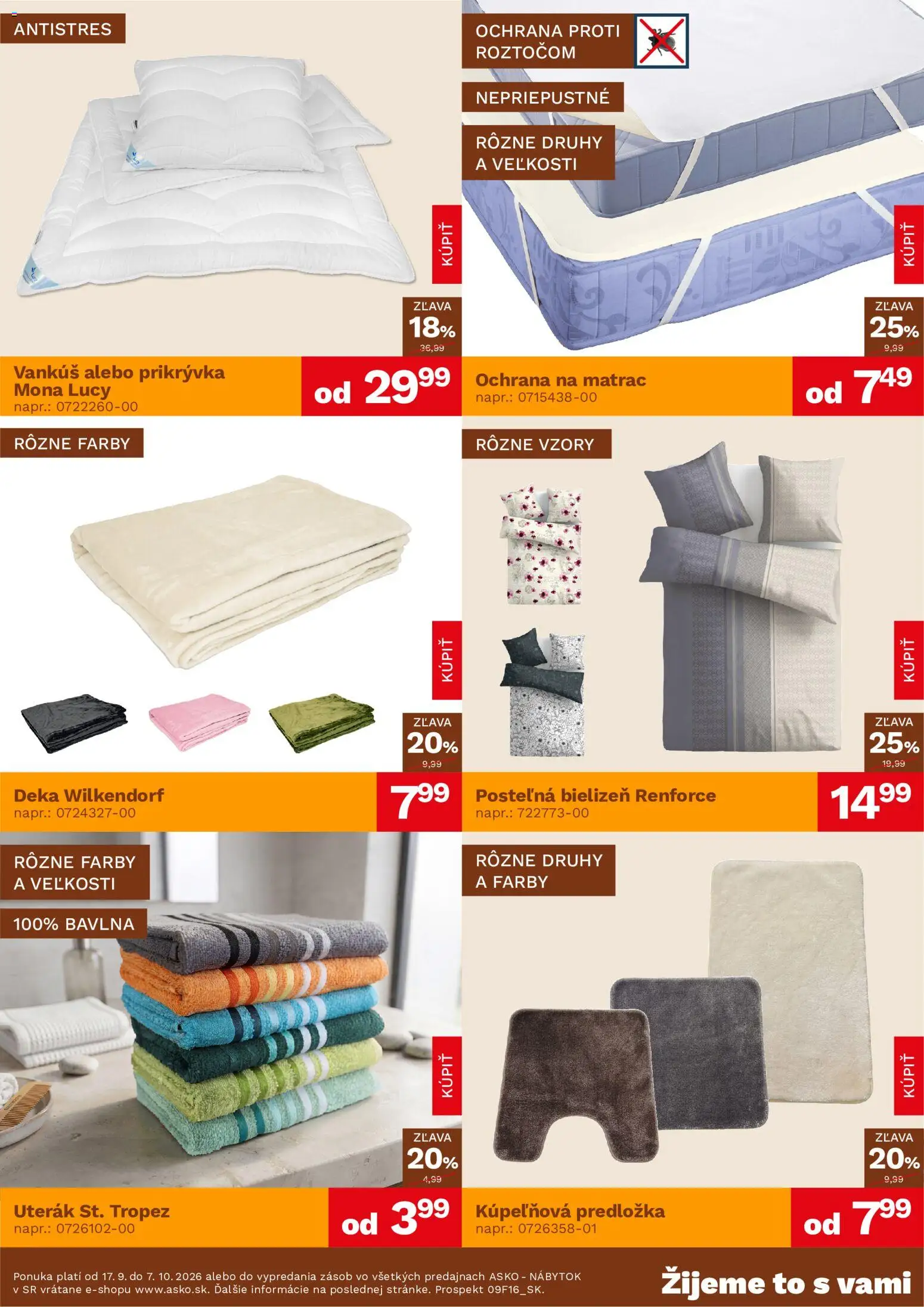 Nové ASKO nábytok akcie – leták je platný od 17.09.2026 | Strana: 3 | Produkty: Nábytok, Matrac, Vankúš