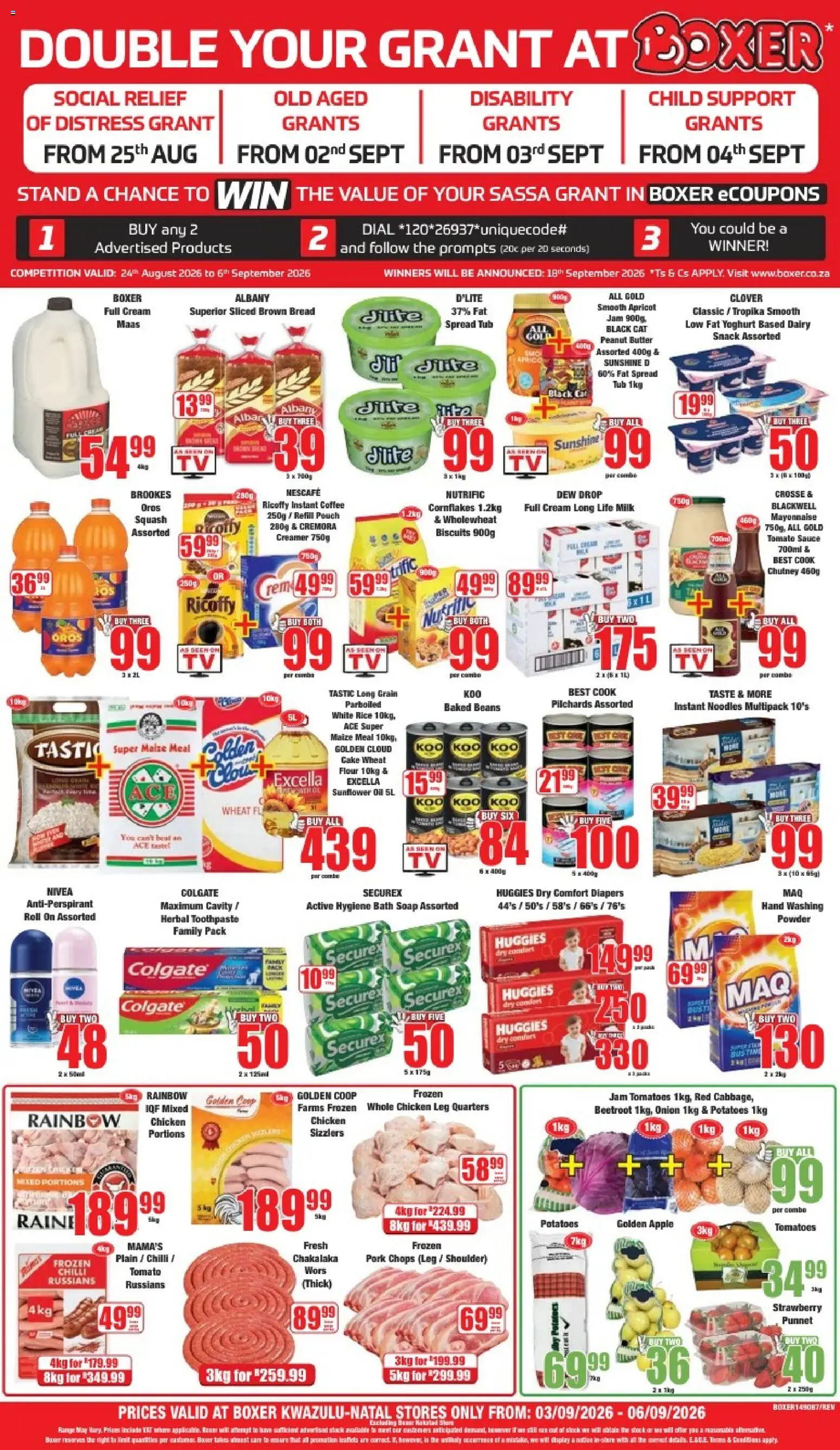 New Boxer catalogue – valid from 03/09/2026 | Page: 1 | Products: Milk, Cream, Antiperspirant, Chilli