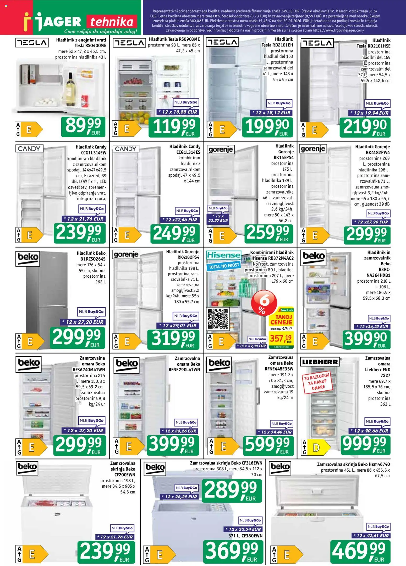 Novi Jager katalog ponudbe – veljaven od 12.08.2026 | Stran: 13 | Izdelki: Med, Hladilnik, Zamrzovalnik, Omara