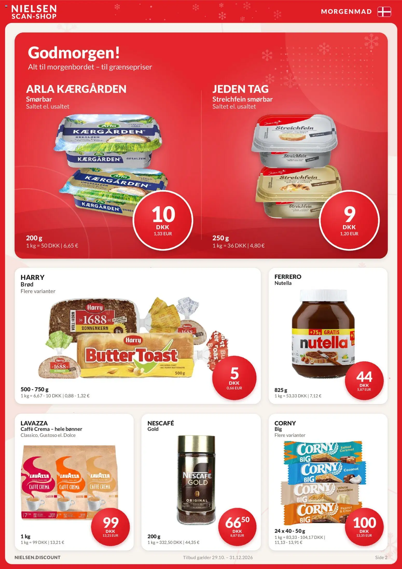 Nielsen Discount tilbudsavis – gyldig fra 29/10/2026 | Side: 2 | Produkter: Brød, Bønner, Nutella