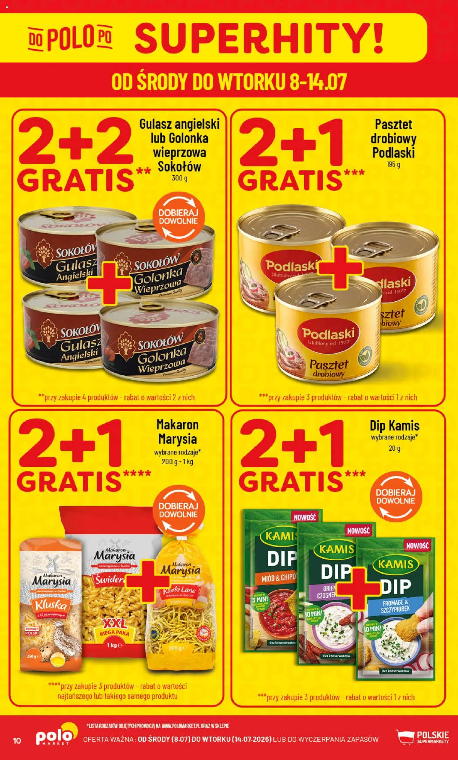 POLOmarket gazetka od 08.07.2026 | Strona: 10 | Produkty: Miód, Gulasz angielski, Makaron, Gulasz