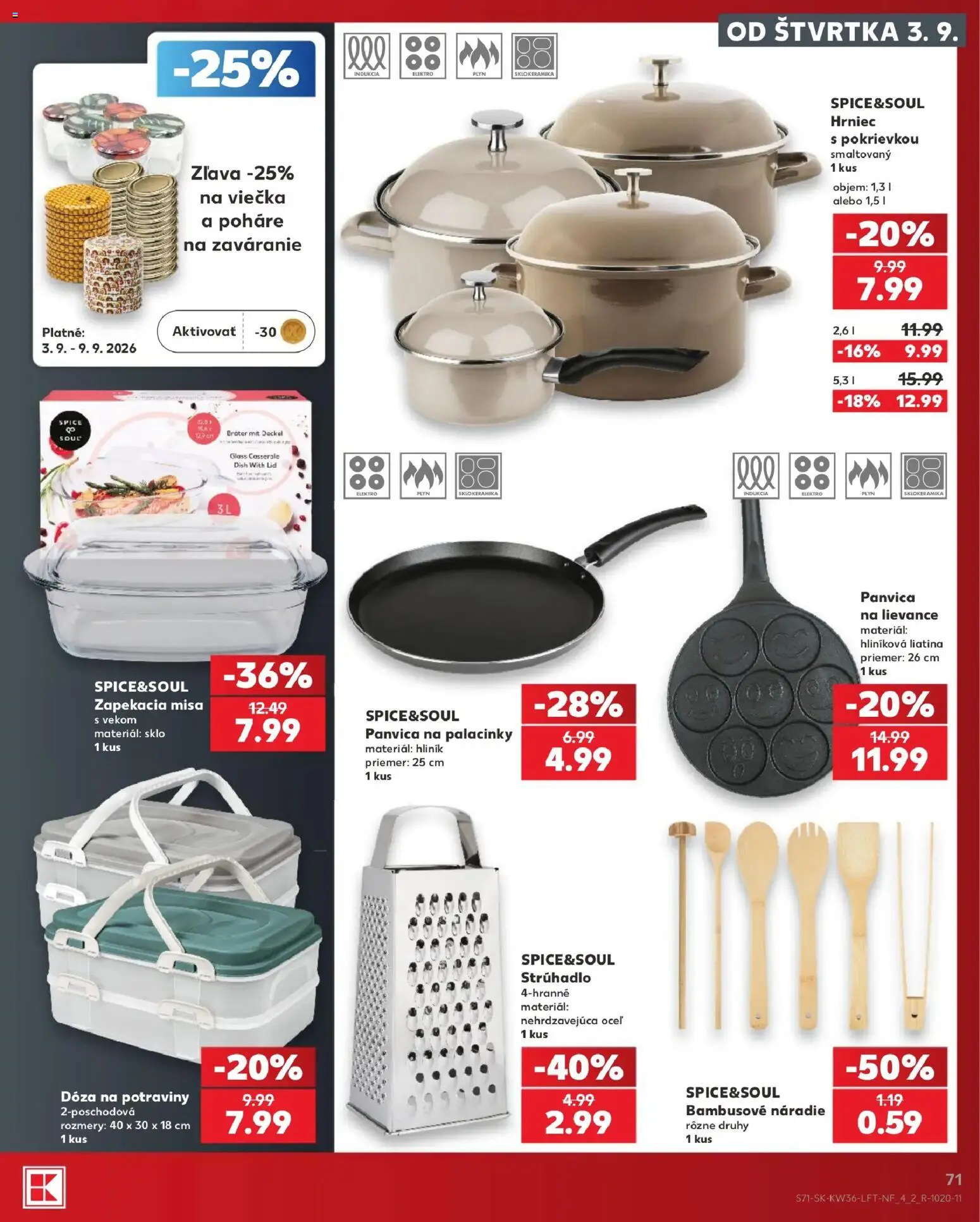 Nové Kaufland akcie – leták je platný od 03.09.2026 | Strana: 71 | Produkty: Náradie, Indukcia, Panvica, Poháre