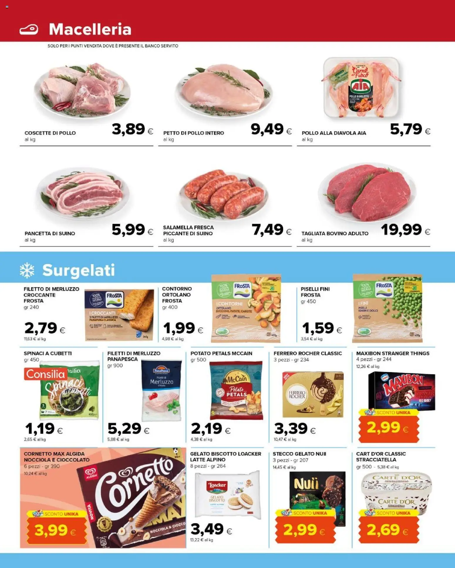 Volantino Tigre del 19.05.2026 | Pagina: 4 | Prodotti: Pancetta, Gelato, Spinaci, Piselli
