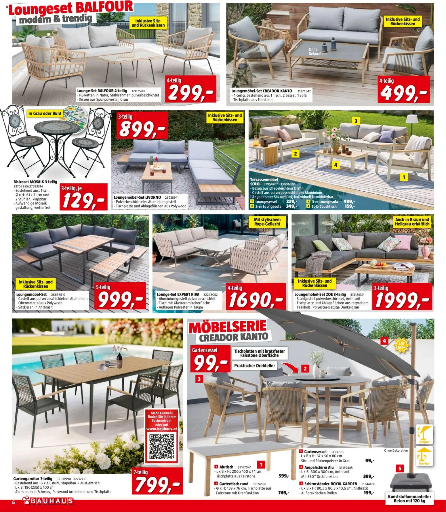 Bauhaus Prospekt aktuell gültig ab 24.06.2026 | Seite: 6 | Produkte: Kissen, Sofa, Couchtisch, Tisch