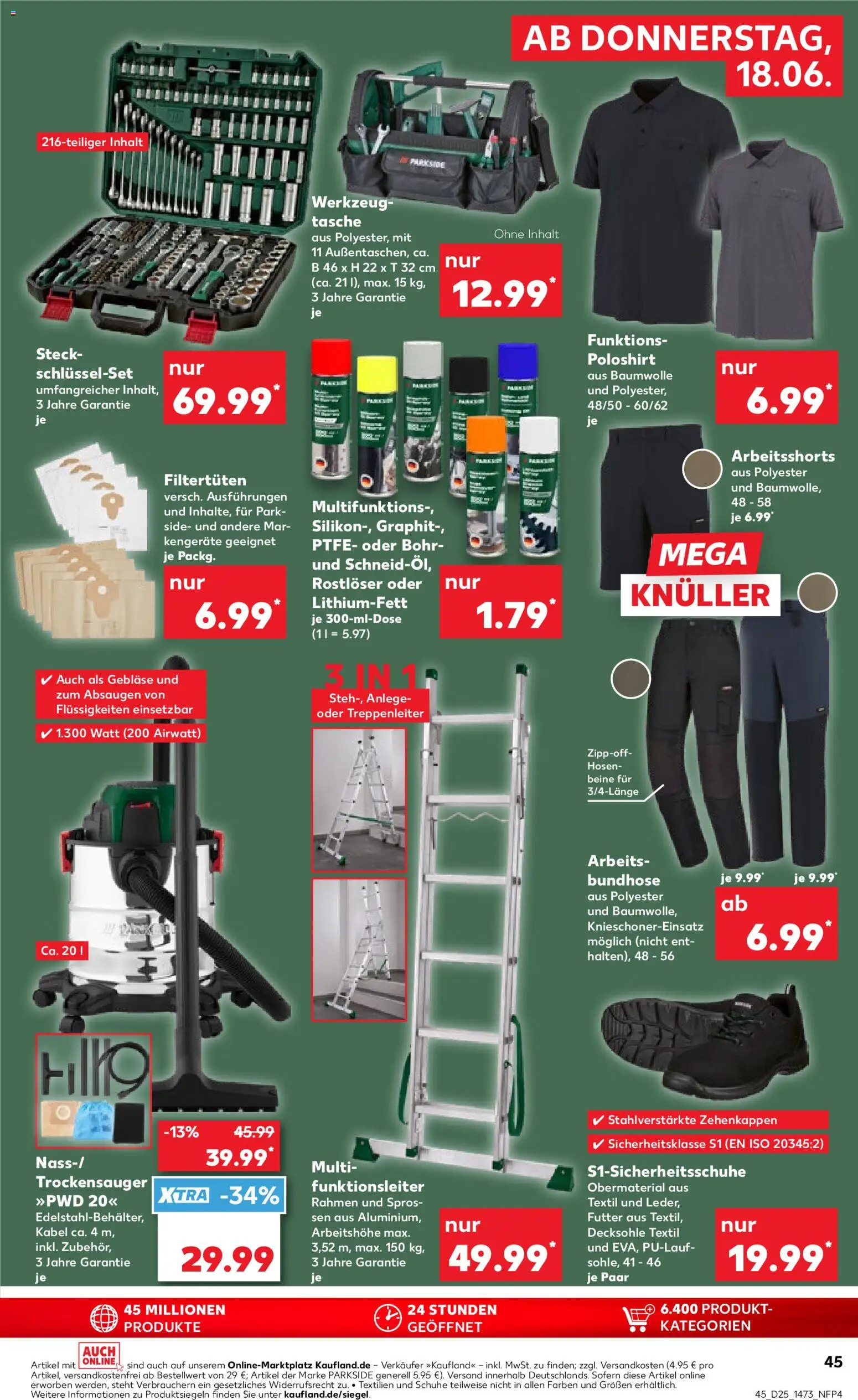 Kaufland Německo leták - Berlin od 18.06.2026 | Strana: 45 | Produkty: Parkside, Kabel