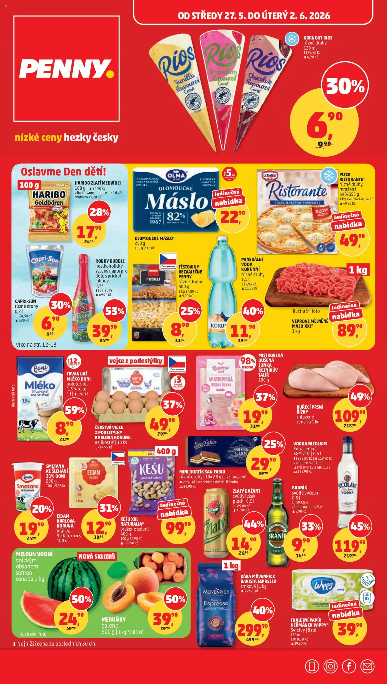 Penny Market leták od 27.05.2026 | Strana: 1 | Produkty: Meloun, Haribo, Těstoviny, Láhev