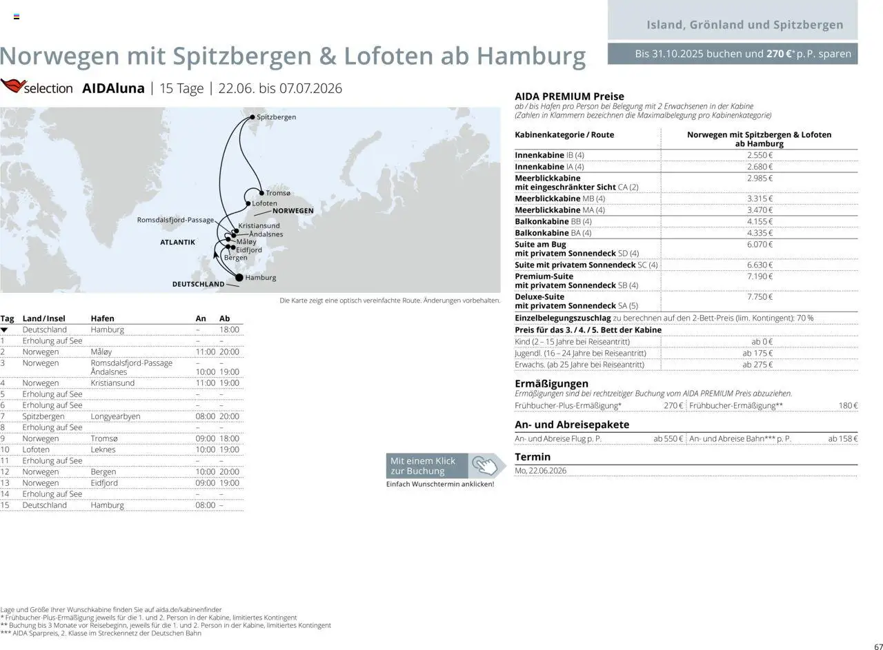 Aida Sommer 2026 – gültig ab 01.03.2026 | Seite: 67 | Produkte: Bett