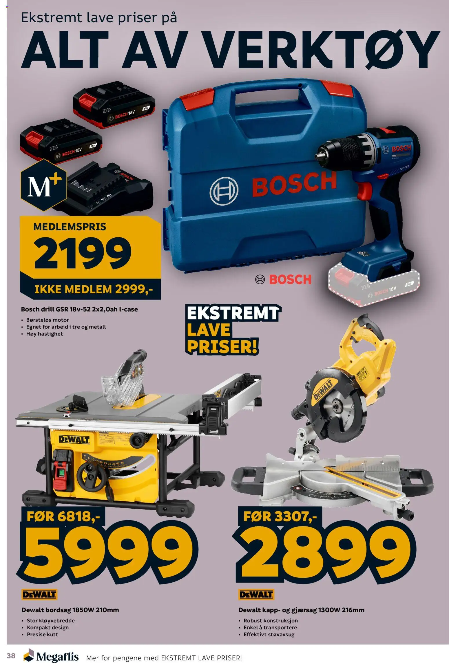 {H1} | Side: 38 | Produkter: Drill, Verktøy, Gjærsag, Bordsag