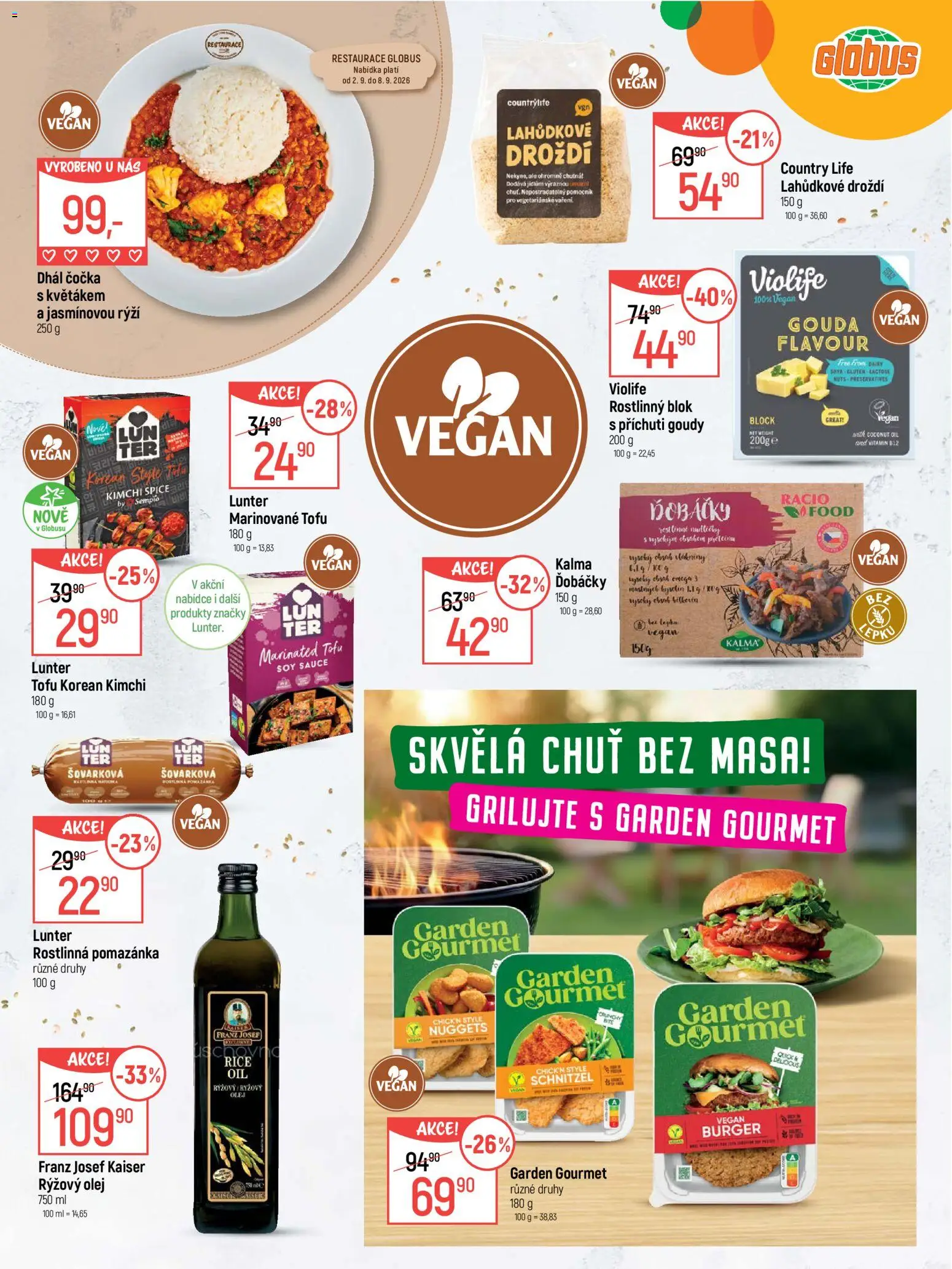 Globus leták - Zdravý svět od 02.09.2026 | Strana: 11 | Produkty: Burger, Tofu, Lahůdkové droždí, Blok