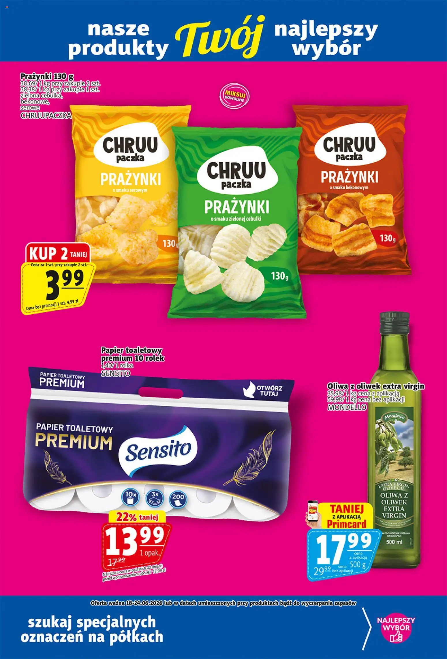 Prim Market gazetka od 18.06.2026 | Strona: 19 | Produkty: Oliwa z oliwek, Papier toaletowy, Oliwa z oliwek extra virgin