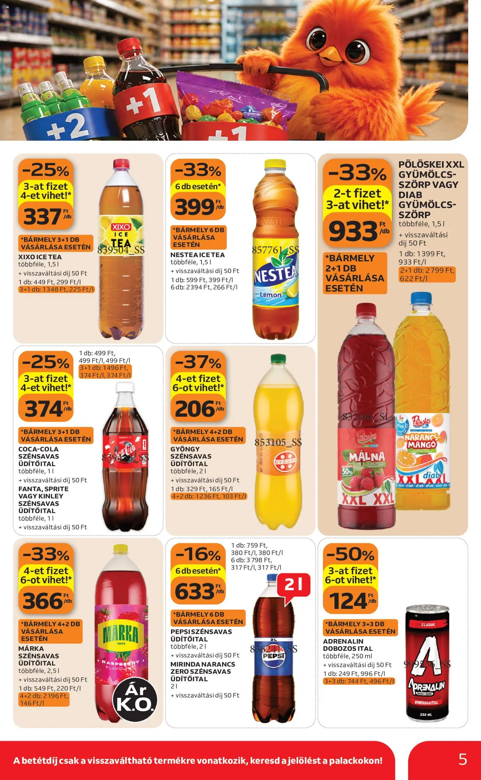 Auchan akciós ujság - amely érvényes a következő dátumtól: 2026.08.06. | Oldal: 5 | Termékek: Málna, Pepsi, Narancs, Mangó