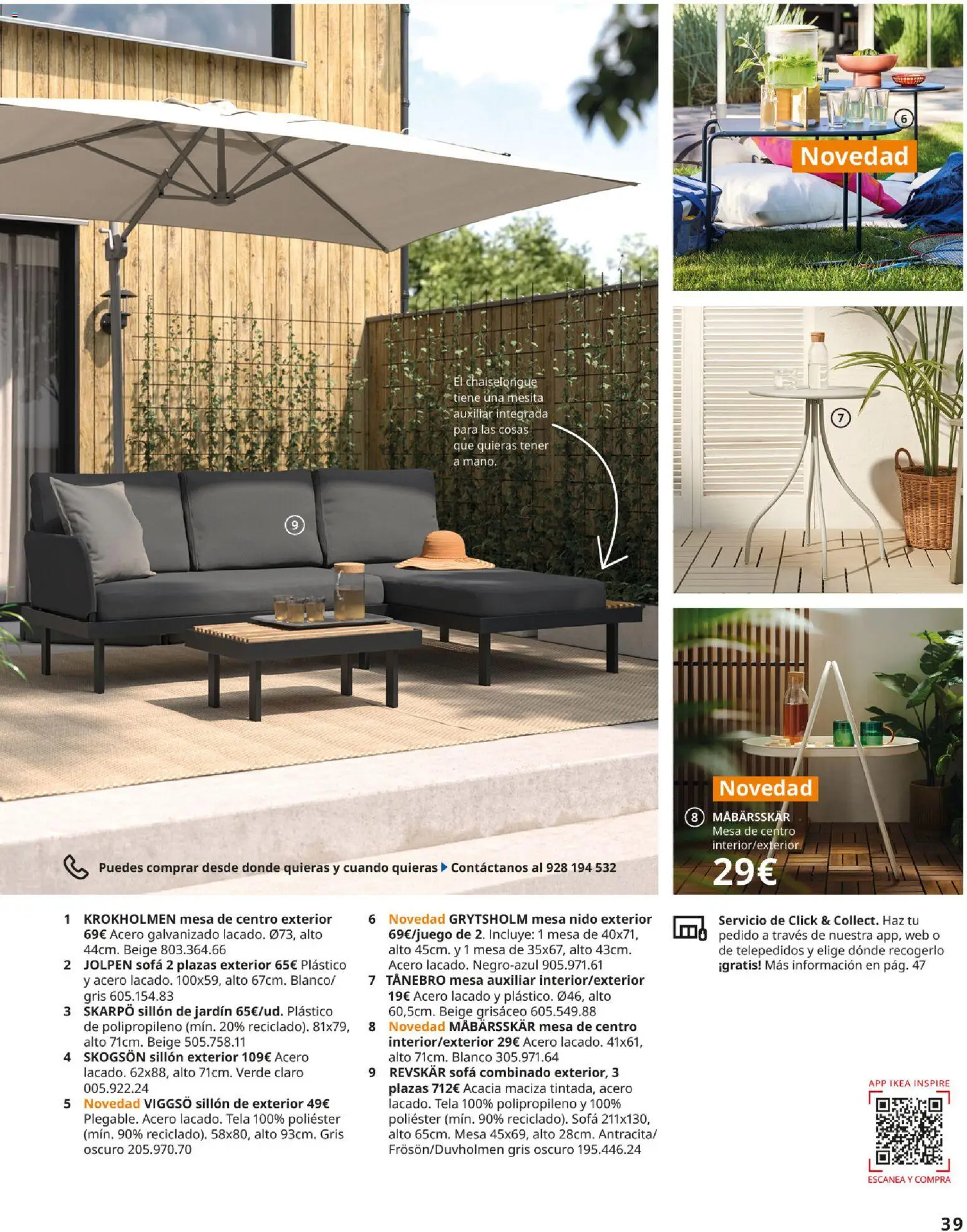 Catálogo IKEA Muebles de exterior │ válido desde el 17/12/2025 | Página: 39 | Productos: Mesa auxiliar, Sofá, Sillón, Mesa