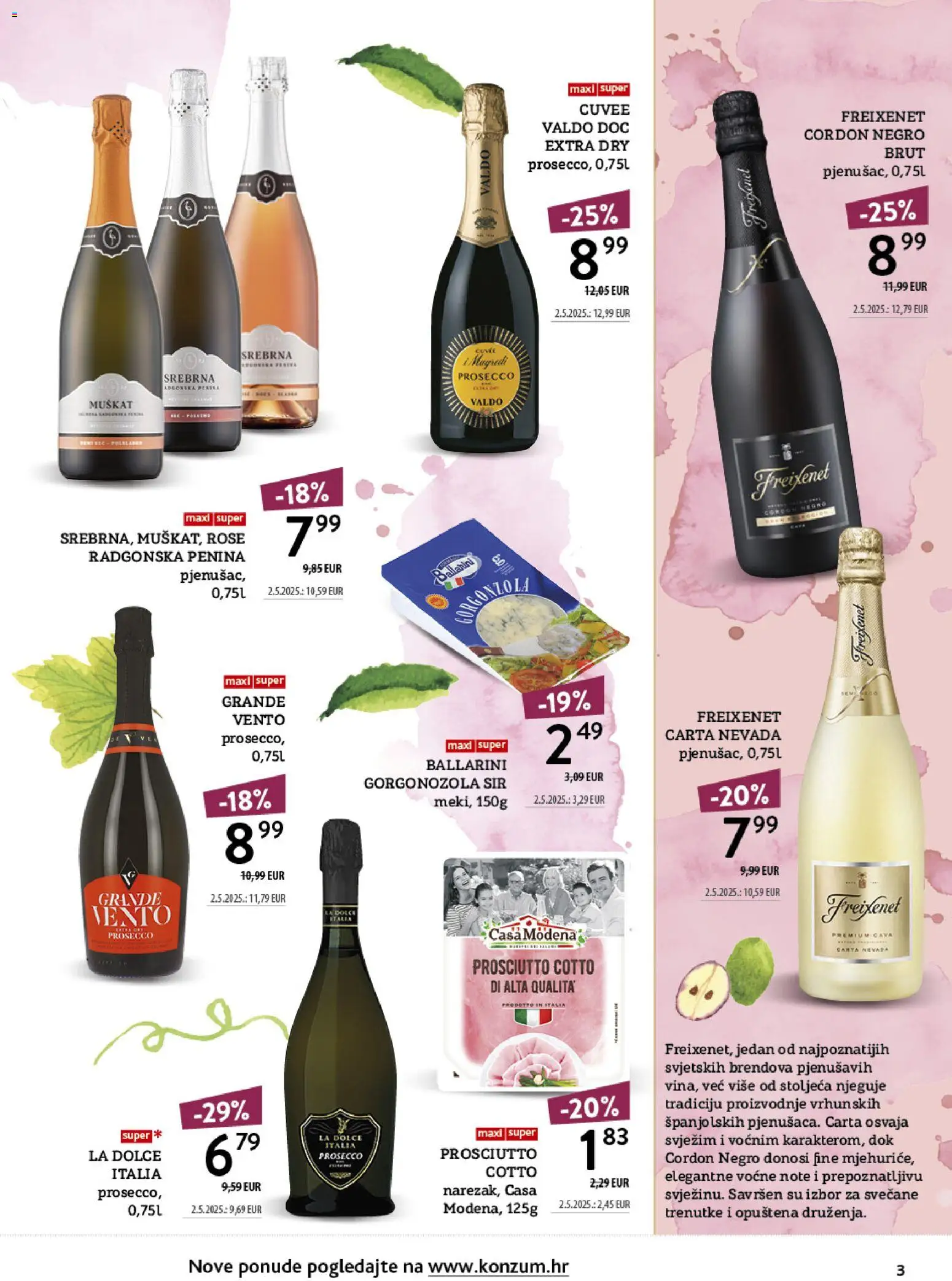Konzum HR akciós ujság - amely érvényes a következő dátumtól: 2026.10.12. | Oldal: 3 | Termékek: Prosciutto cotto, Prosecco, Rosé, Prosciutto