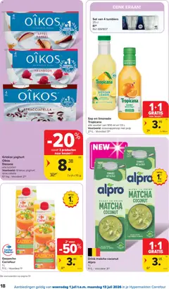 Drink matcha coconut Alpro, 1 L - Voorbeeld van een folder van Carrefour, geldig van 01/07/2026 | Pagina: 18 | Producten: Sap, Limonade, Kaneel, Yoghurt