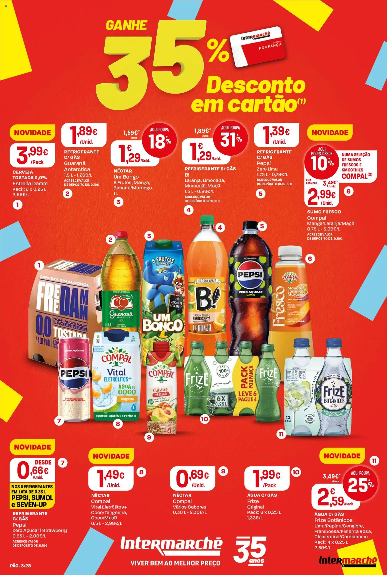 Intermarché Folheto Contact │ válido de 11.06.2026 | Página: 3 | Produtos: Agua, Refrigerante, Maça, Cerveja