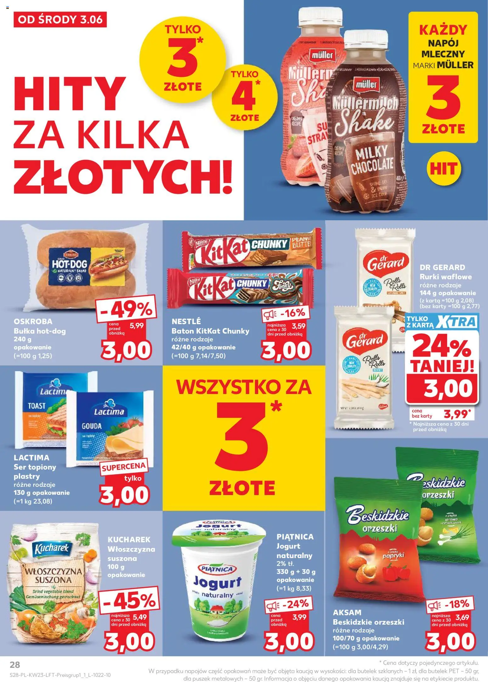 Kaufland Polsko leták od 03.06.2026 | Strana: 28 | Produkty: Gouda, Jogurt, Karty, Müllermilch