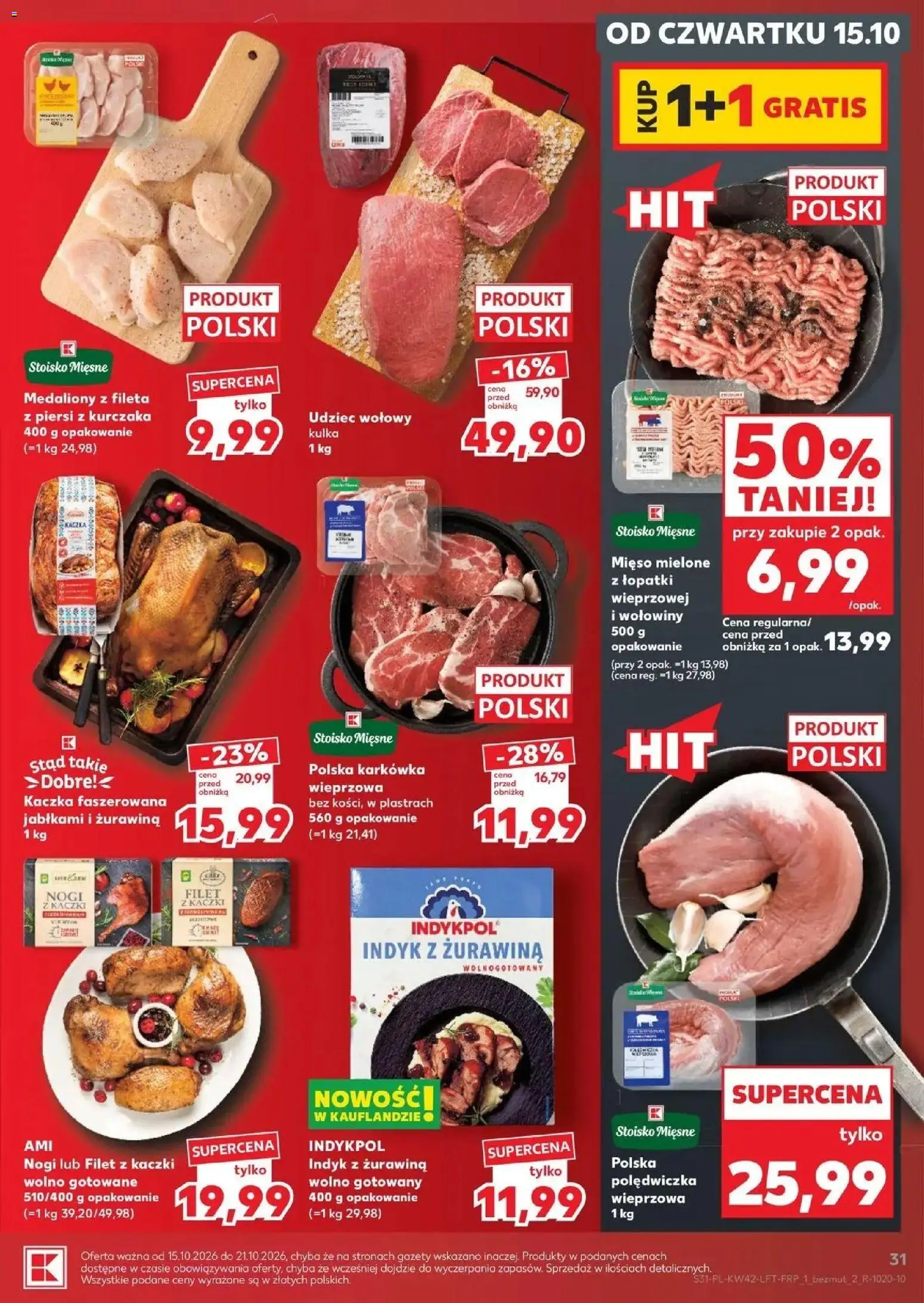 Kaufland aktualna gazetka od 15.10.2026 - od jutra PDF | Strona: 31 | Produkty: Piersi z kurczaka, Mięso mielone, Kaczka faszerowana, Żurawina