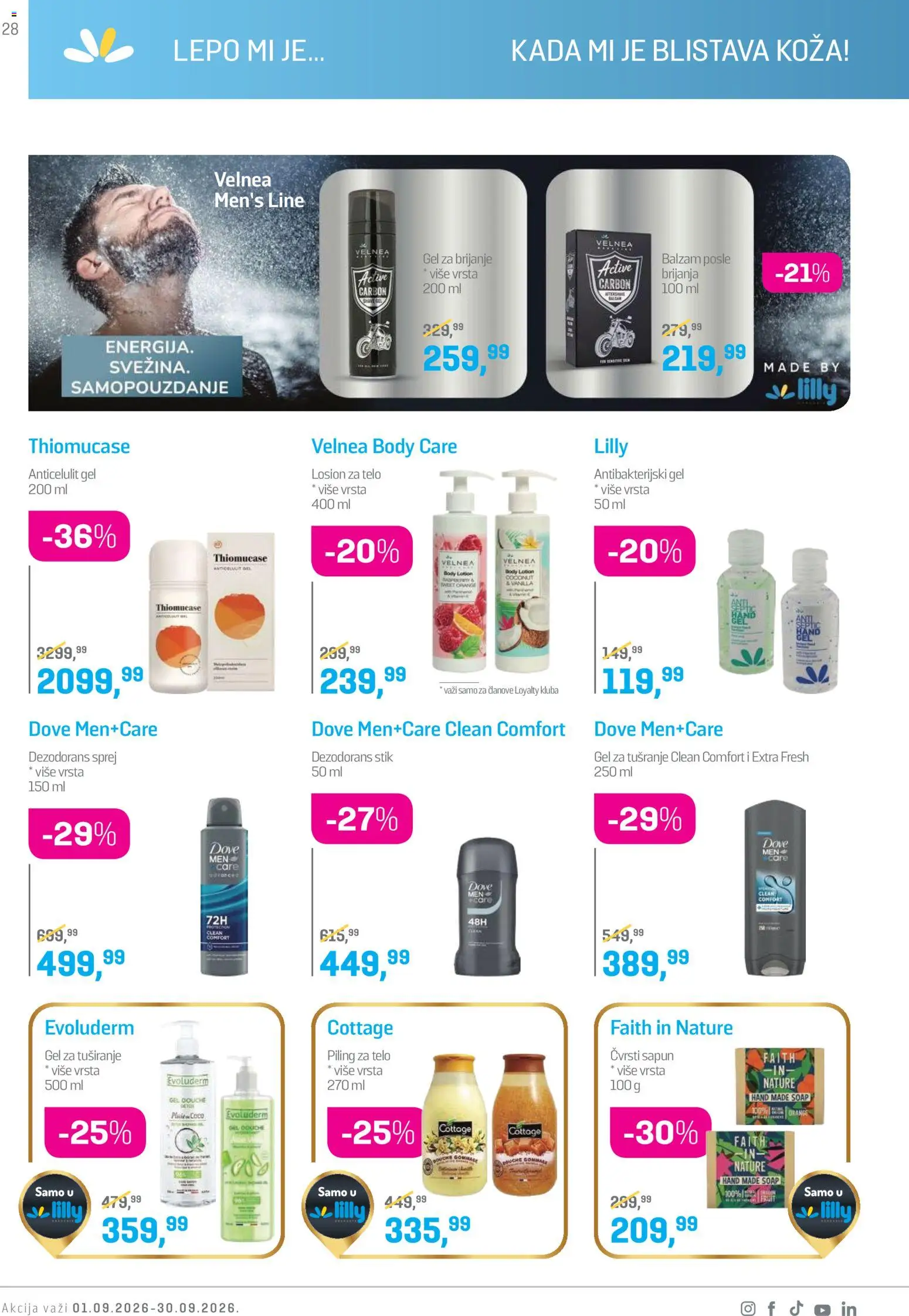 Lilly drogerie katalog - važi od 01.09.2026 | Strana: 28 | Proizvode: Piling, Sapun, Dove, Dezodorans