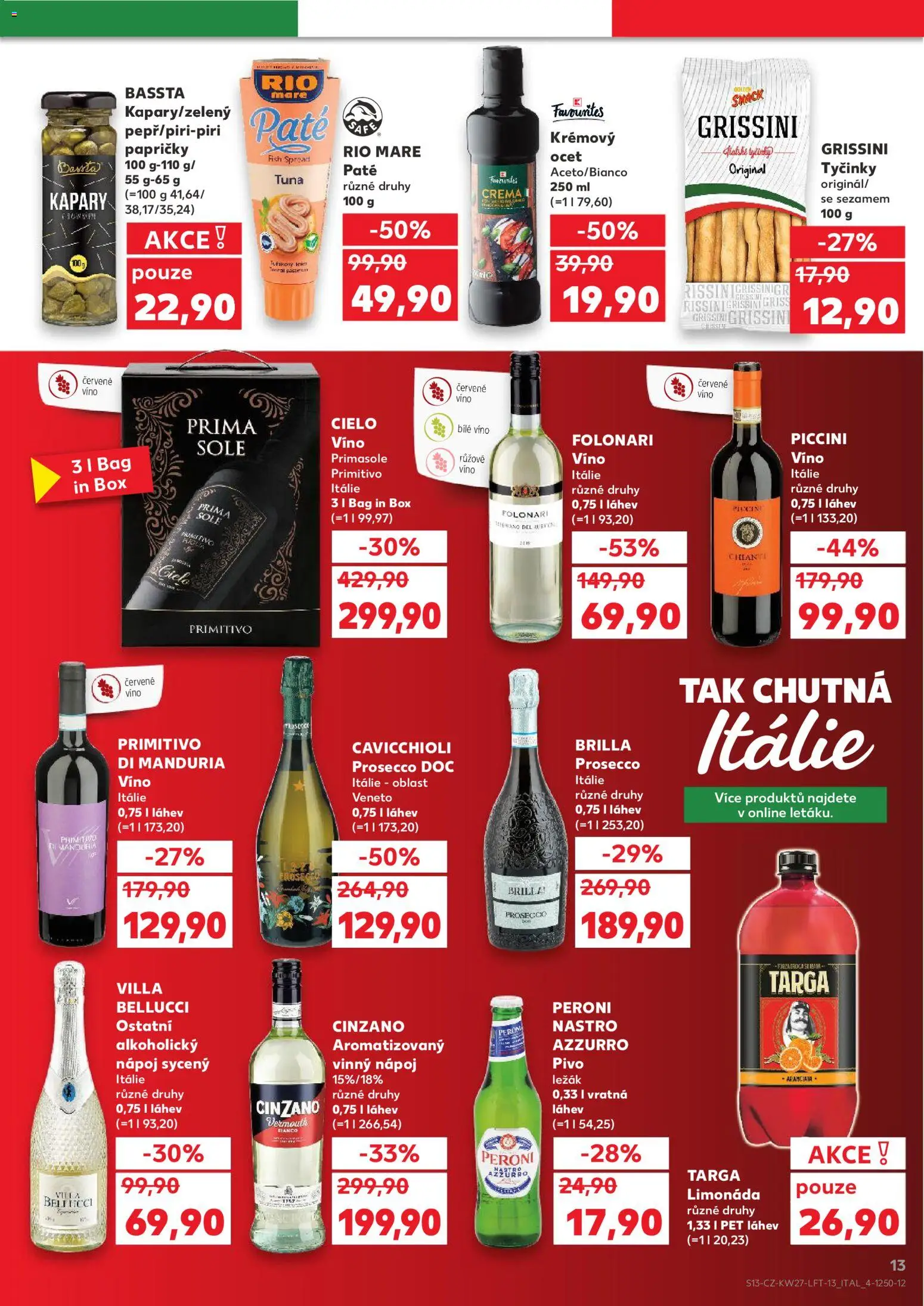 Kaufland leták - Kolín od 01.07.2026 | Strana: 13 | Produkty: Limonáda, Box, Rio mare, Primitivo