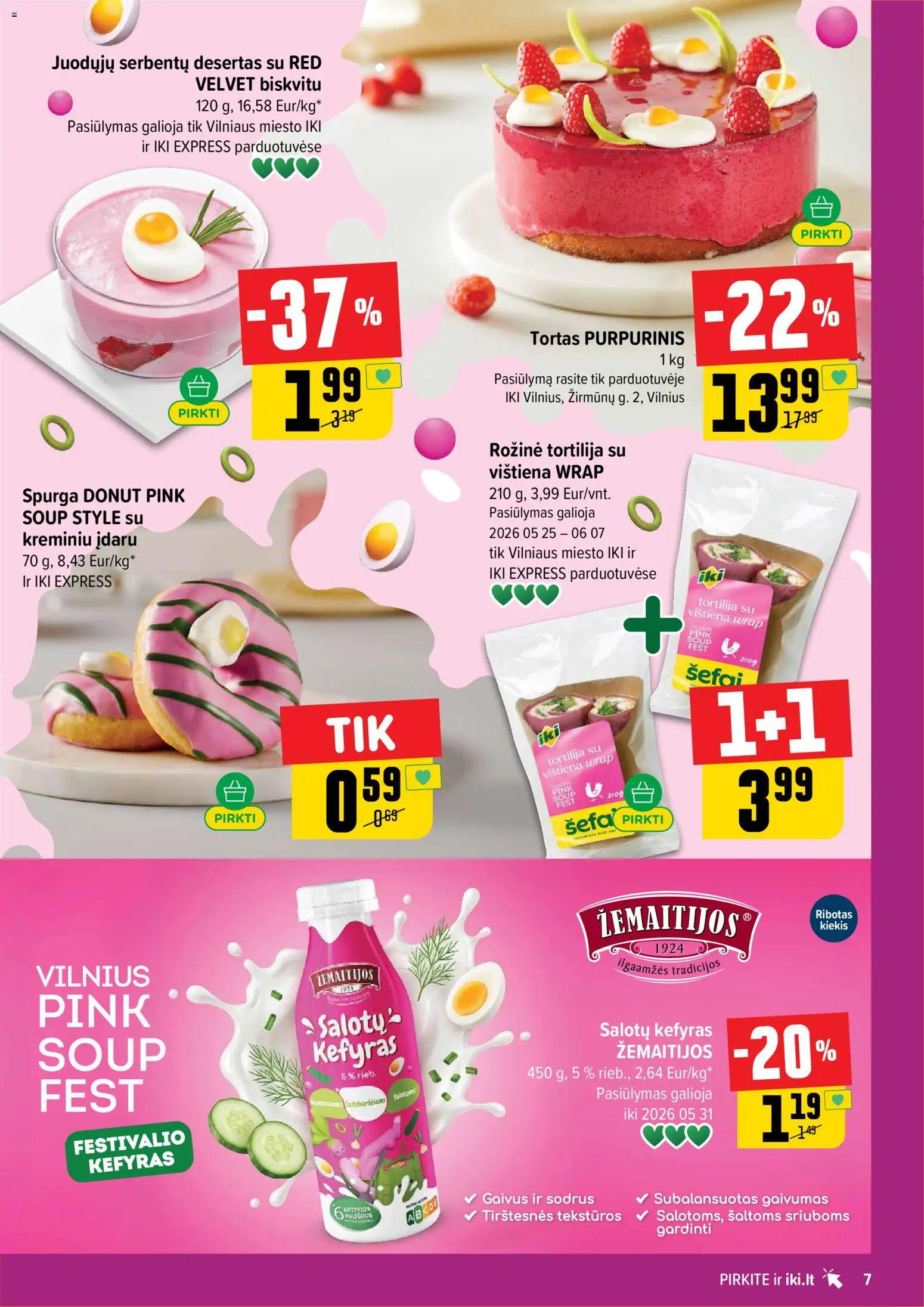 IKI akcijos nuo 25.05.2026 | Puslapis: 7 | Prekių: Spurga, Tortas, Vištiena