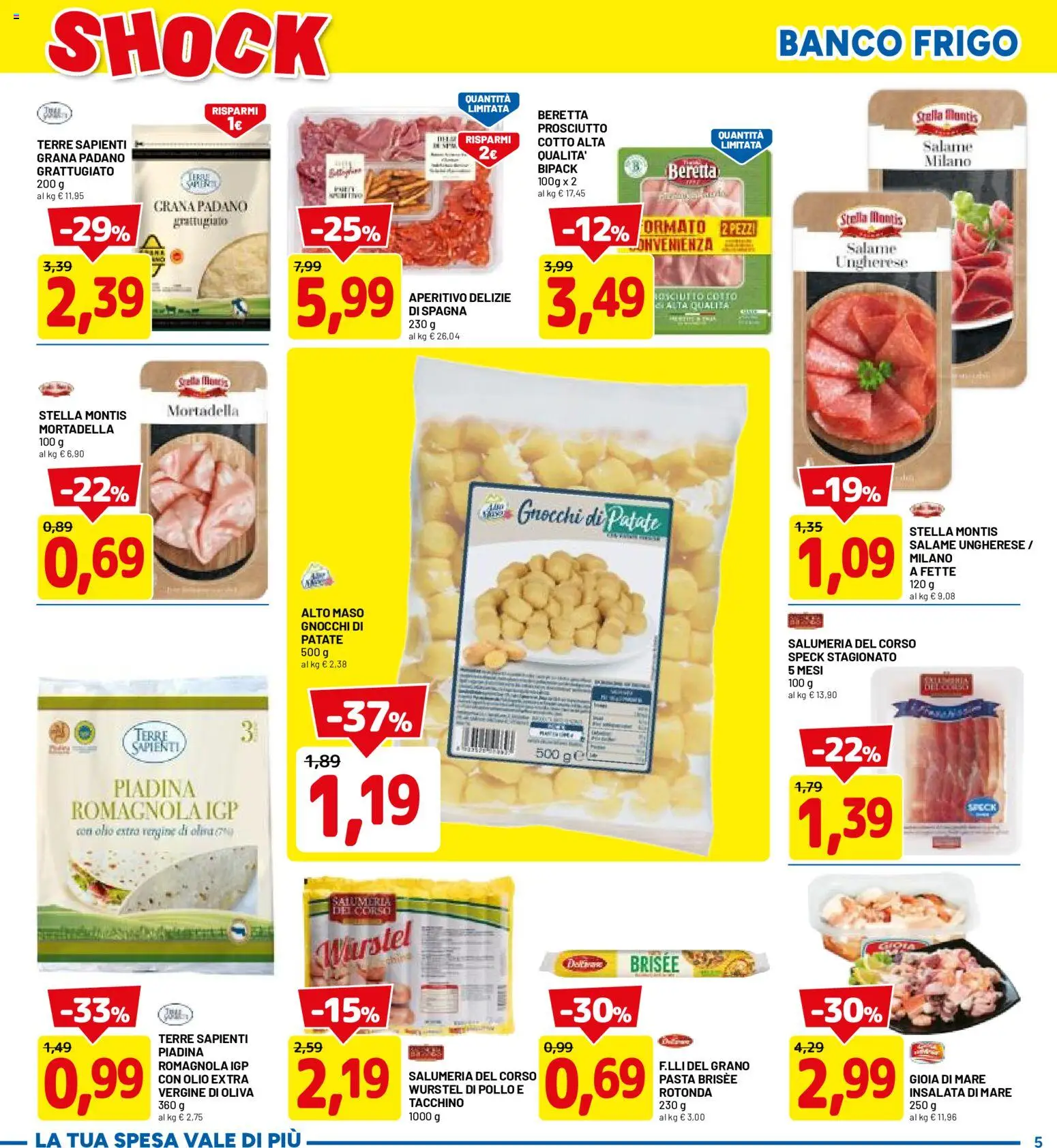 Volantino D Più del 30.04.2026 | Pagina: 5 | Prodotti: Prosciutto, Pasta, Grana Padano, Aperitivo