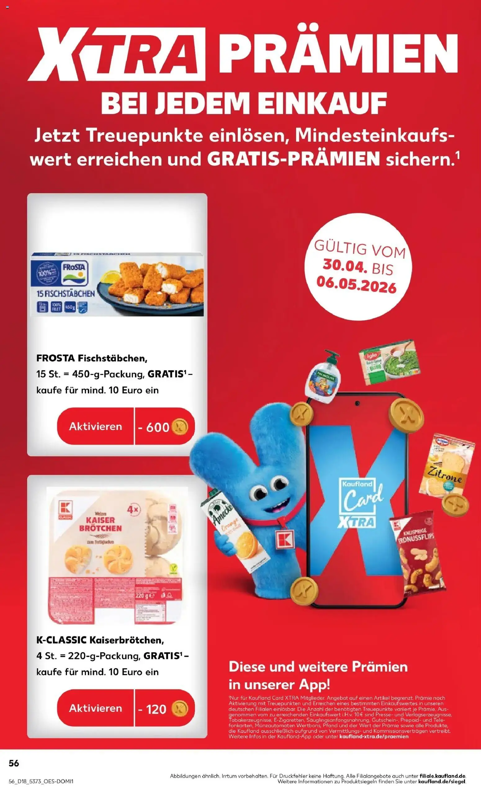 Prospekt Kaufland ab 30.04.2026 » Angebote Online zum Blättern | Seite: 56 | Produkte: Presse, Frosta, Fischstabchen, Zitrone