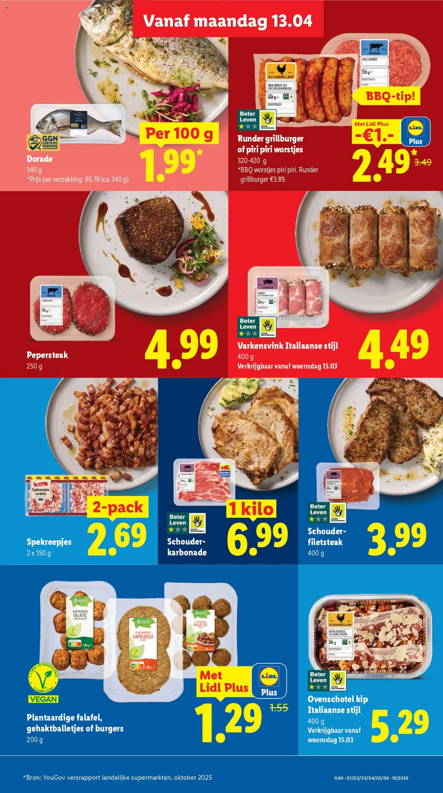 {H1} | Pagina: 14 | Producten: Hamburger, Szeletelt bacon, Kip