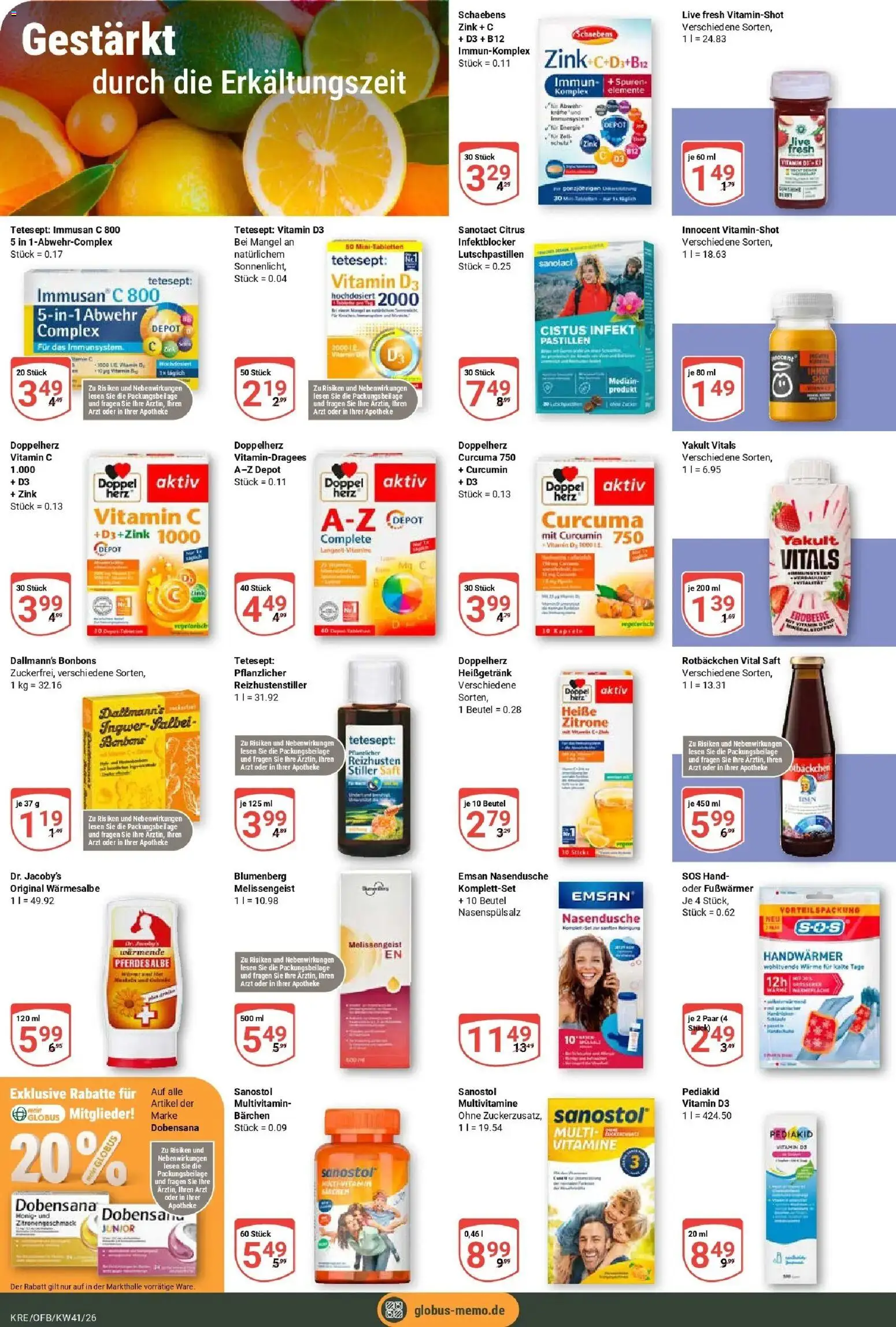 Globus Prospekt Krefeld (ab 05.10.2026) » Angebote online | Seite: 20 | Produkte: Zitrone, Saft