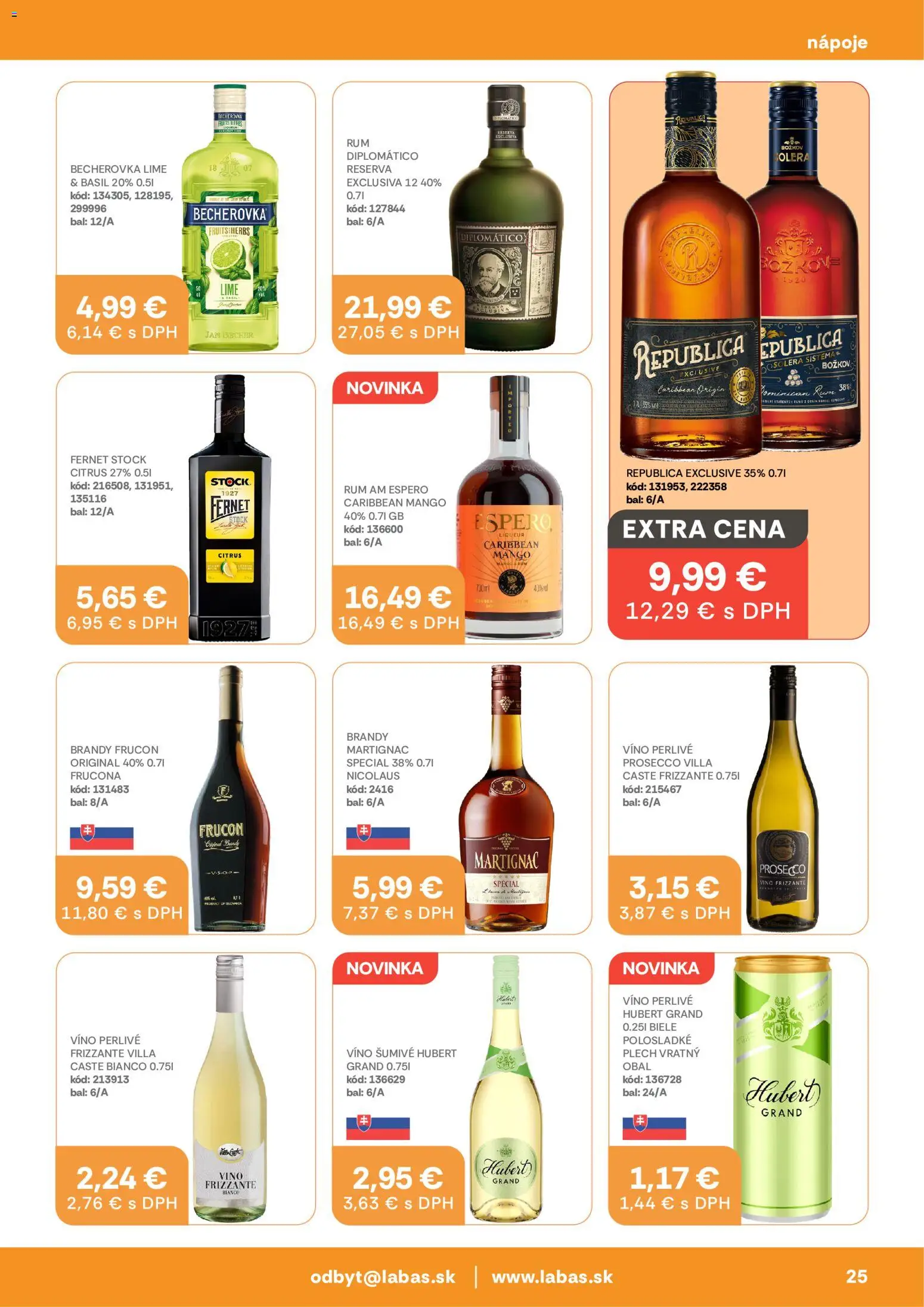 Nové Labaš akcie – leták je platný od 28.08.2026 | Strana: 25 | Produkty: Biele víno, Božkov, Republica, Rum