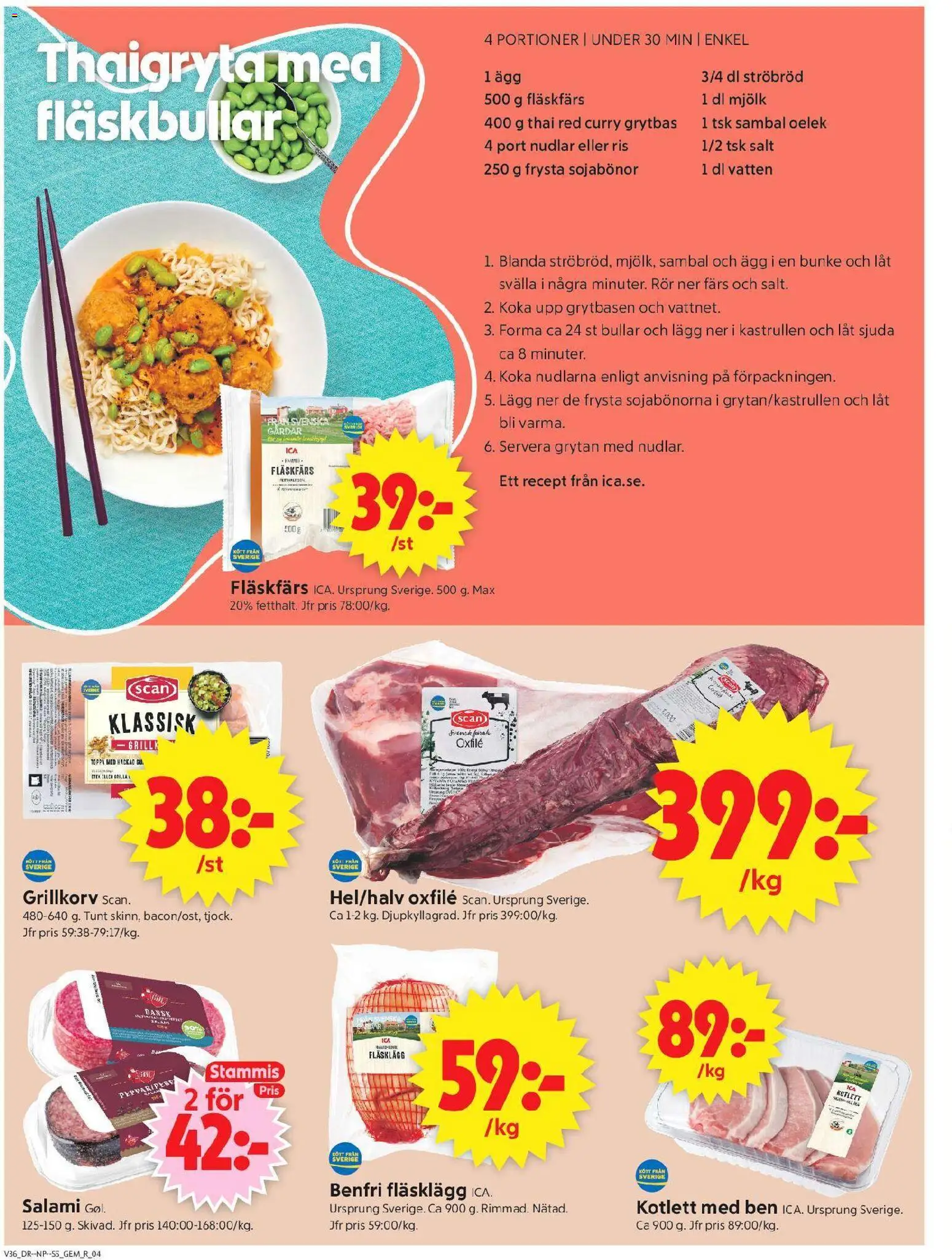 ICA Supermarket reklamblad aktuell från 31/08/2026 | Sida: 4 | Produkter: Salt, Ströbröd, Fläskfärs, Ägg