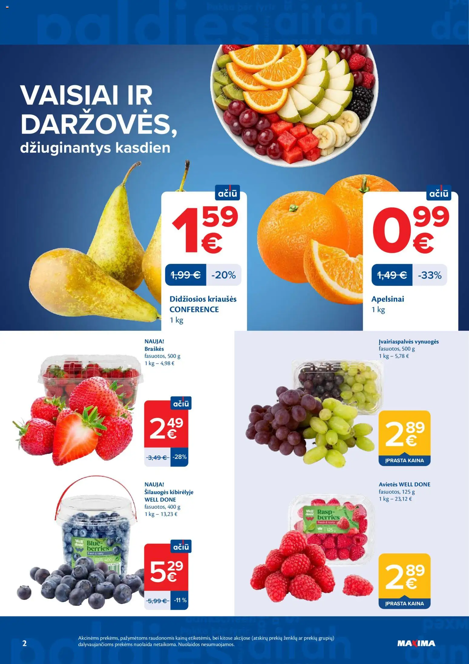 MAXIMA akcijos nuo 21.04.2026 | Puslapis: 2 | Prekių: Šilauogės, Vynuogės, Apelsinai, Braškės
