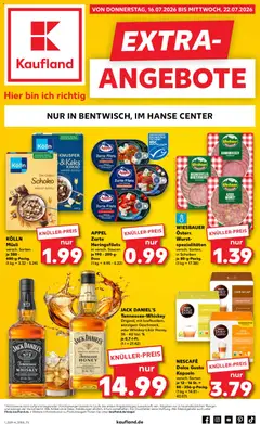 Náhled letáku Kaufland Německo leták - Rostock od 16.07.2026 | Strana: 1 | Produkty: Whiskey, Cafe au lait, Nescafé, Kakao