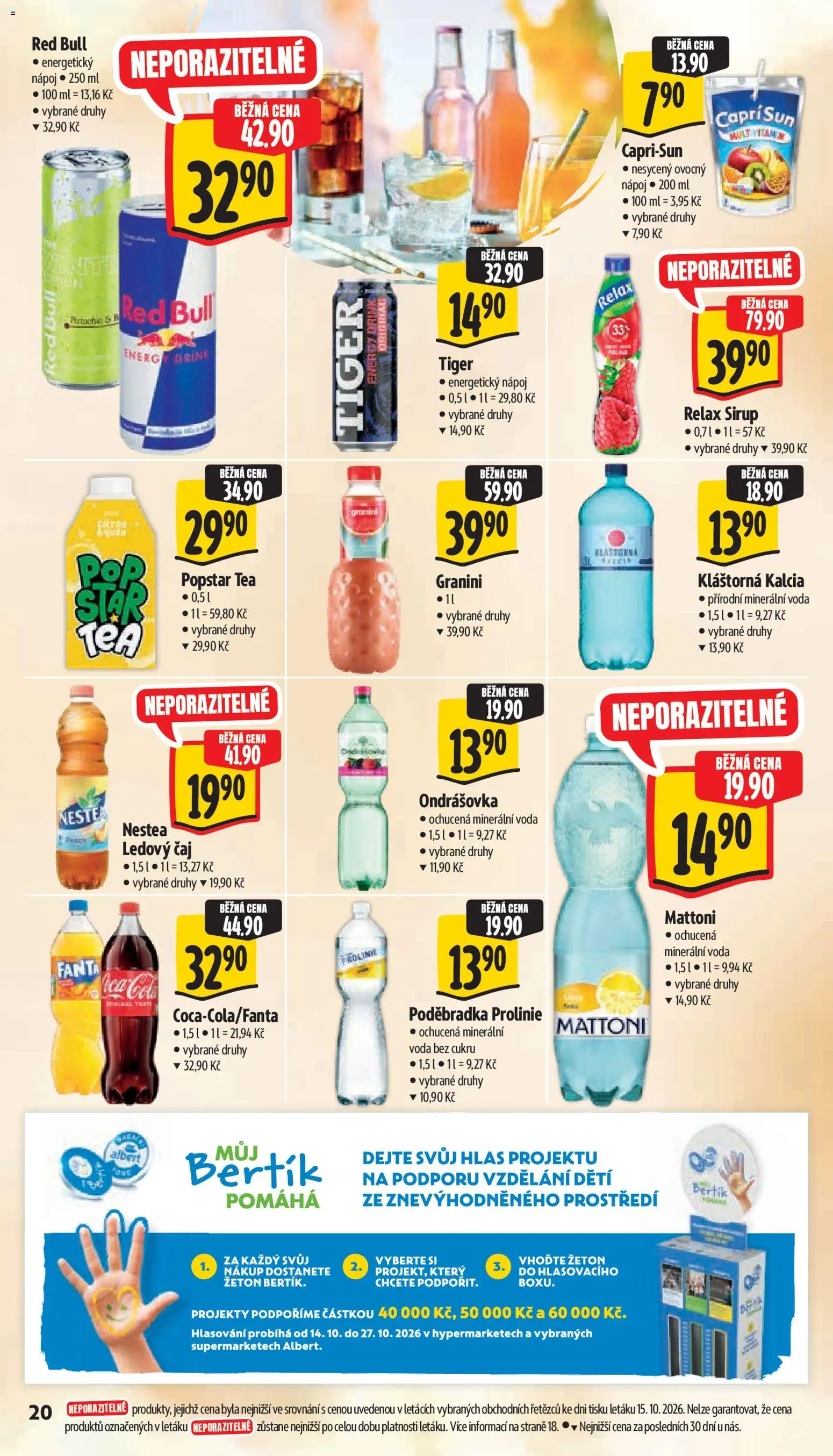Albert leták - Supermarket od 21.10.2026 | Strana: 28 | Produkty: Ondrášovka, Voda, Nestea, Minerální voda