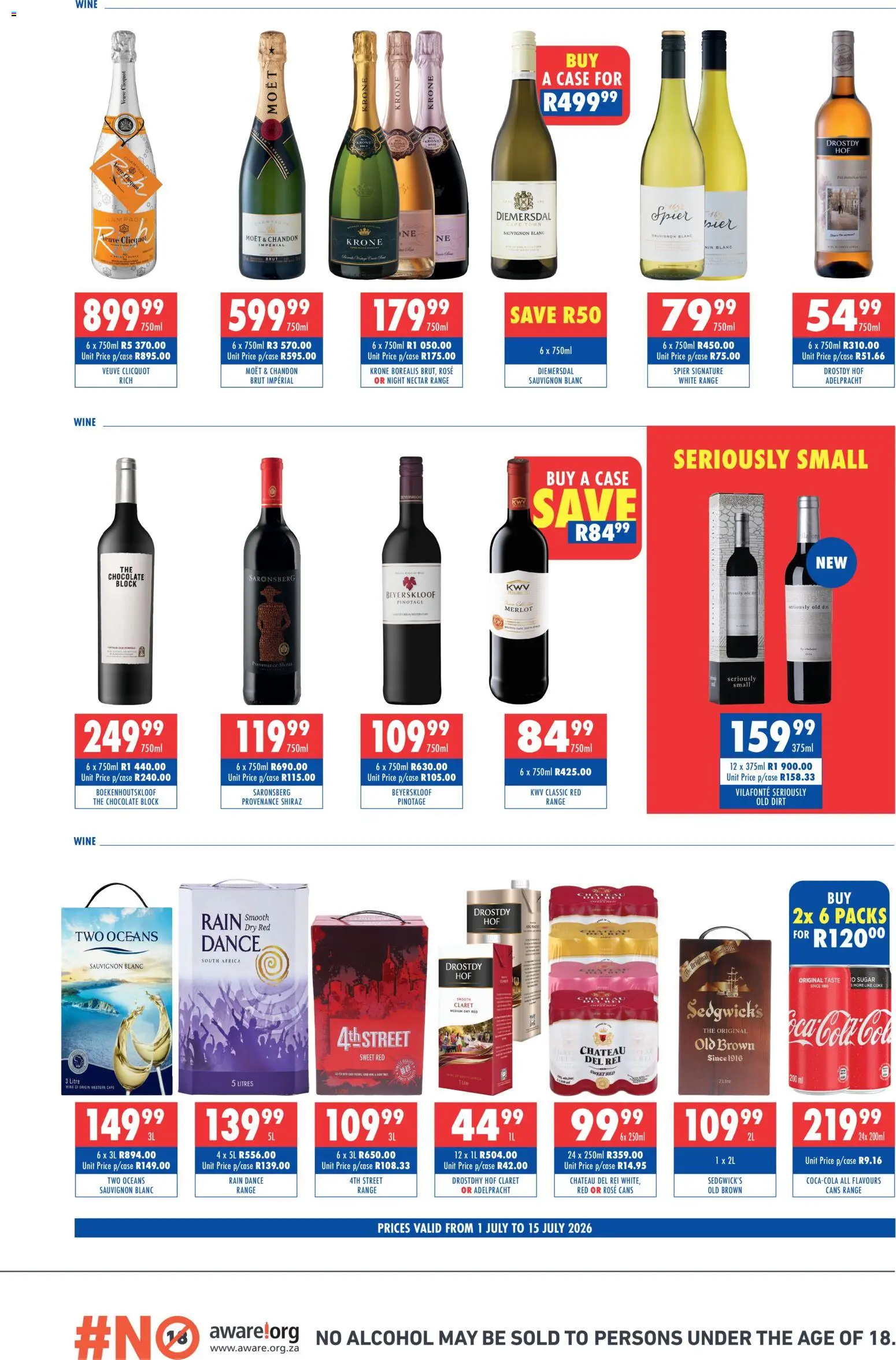 New Ultra Liquors catalogue – valid from 01/07/2026 | Page: 3 | Products: Case, Coke, Wine, Sugar
